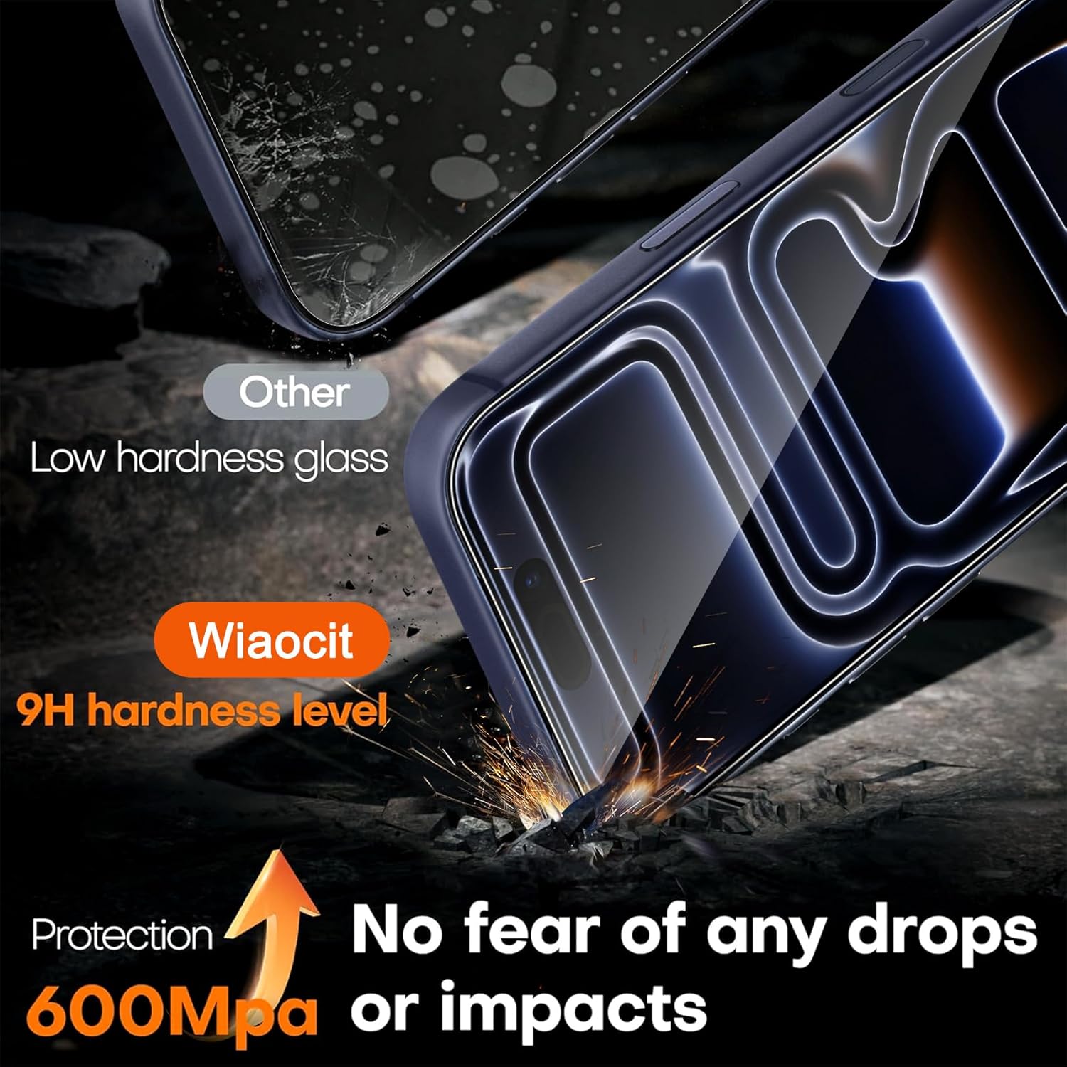 Wiaocit 3 Pack Tempered Glass Screen Protector for iPhone 17 Pro Max, 9H Hardness, Bubble Free, Case Friendly - Image 3