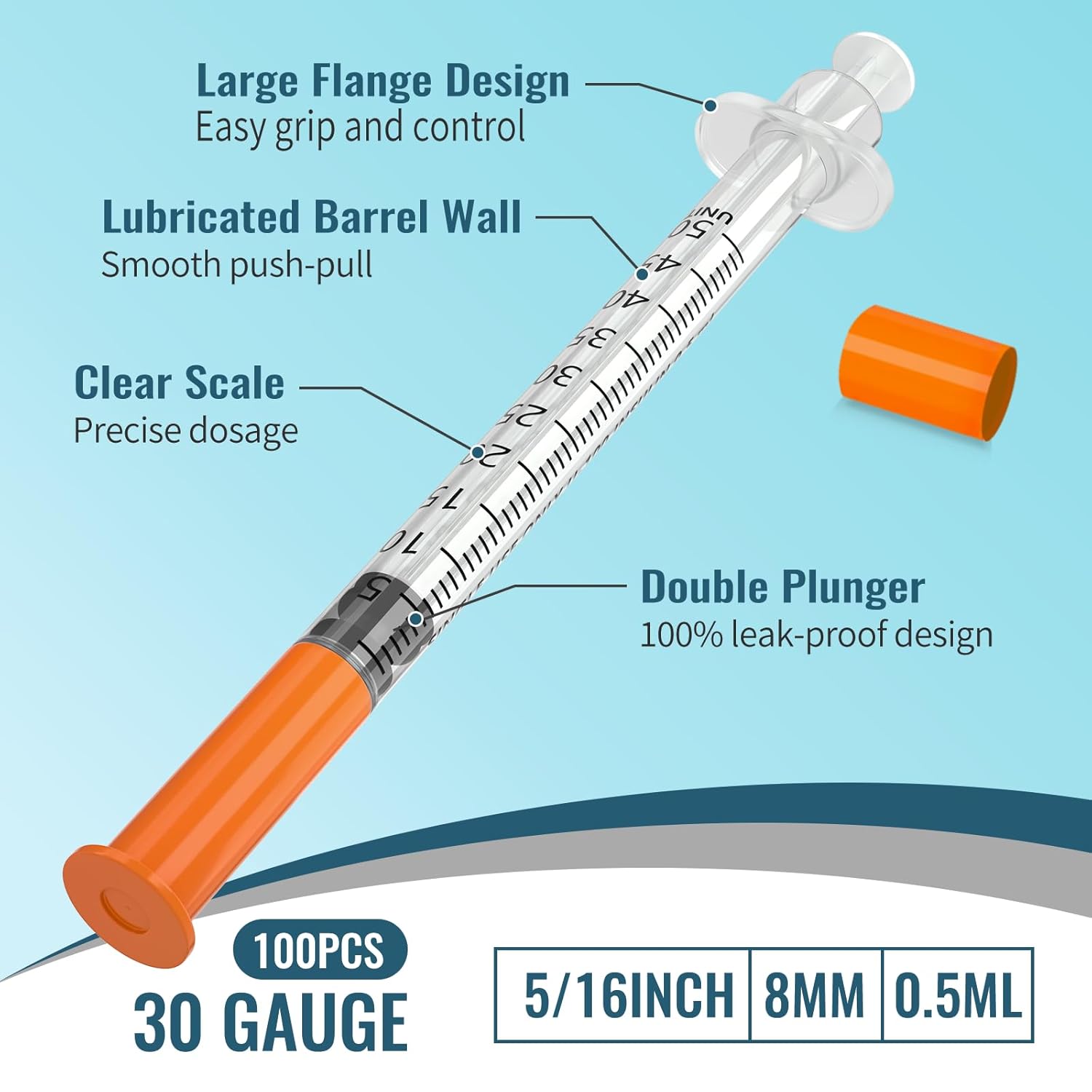 0.5ml 30G 5/16"(8mm), Individual Package, 100 Pack - Image 4