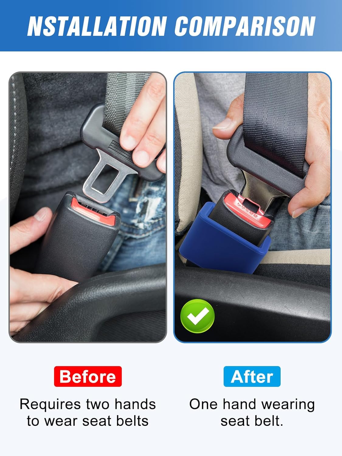 2 PCS Seat Belt Buckle Holder, Silicone Seatbelt Buckle Booster to Makes Receptacle Stand Upright for Easy Access (Blue) - Image 5