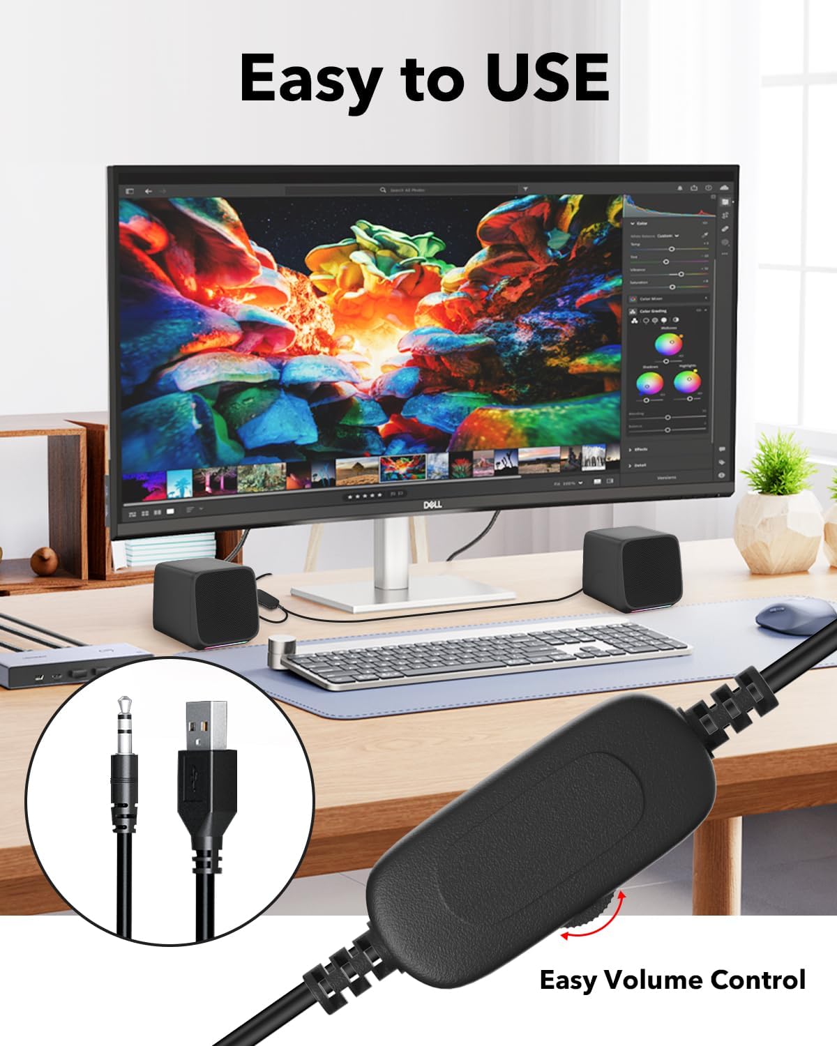 Computer Speakers for Desktop PC,Desktop Speakers,Small Computer Speakers USB Powered 3.5mm Aux Speaker - Image 2