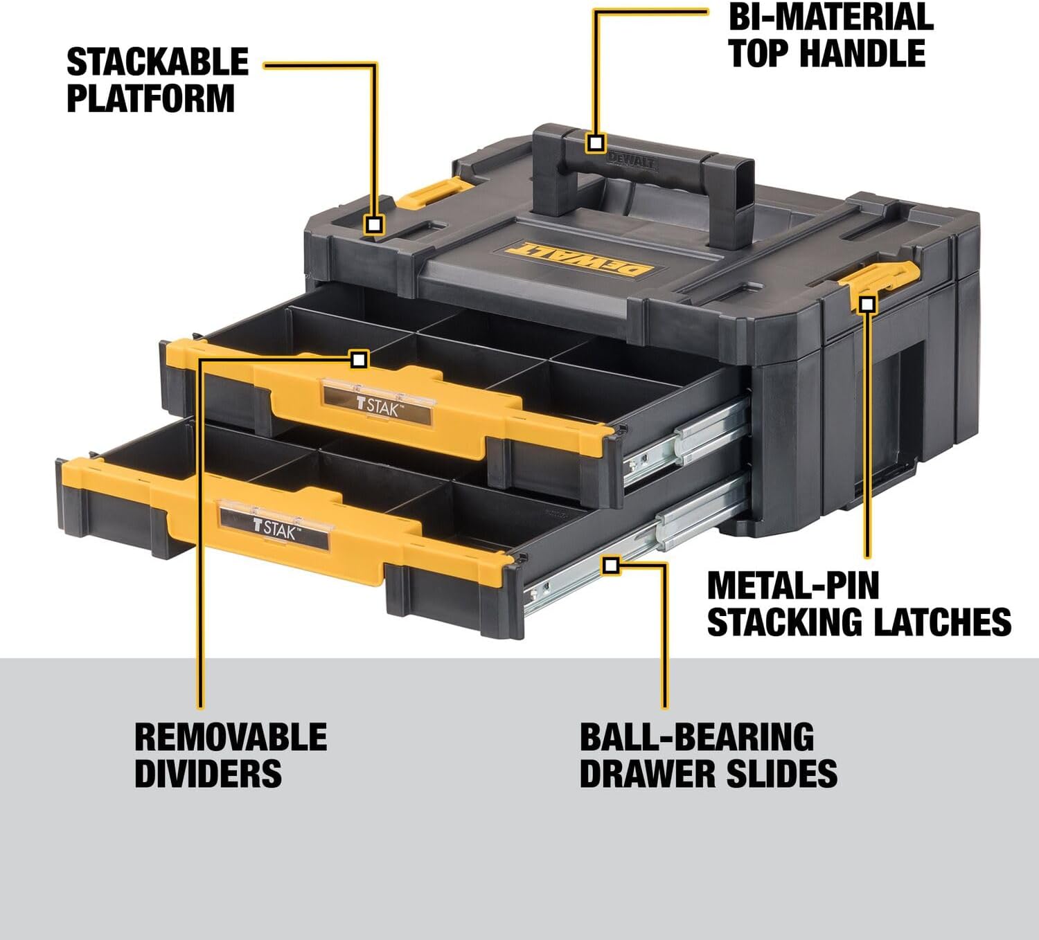 DEWALT TSTAK Tool Storage Organizer with Double Drawers, Holds Up to 16.5 lbs. (DWST17804) - Image 4
