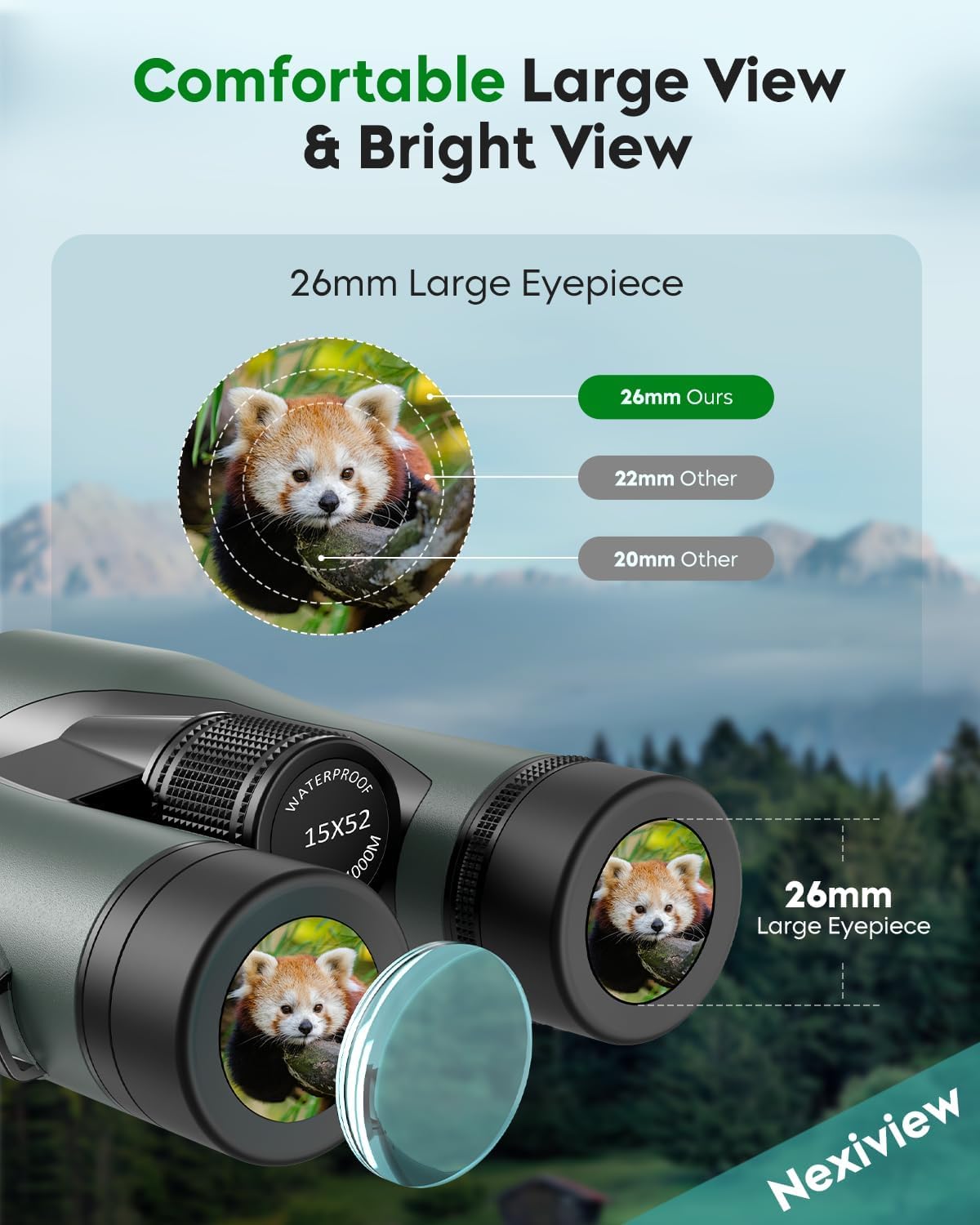 15x52 HD Binoculars for Adults High Powered - Large & Bright View, Lightweight, IPX7 Waterproof-Binoculars for Hunting Bird Watching Travel,Hiking, Travel, Cruise, Sports with Phone Adapter - Image 3
