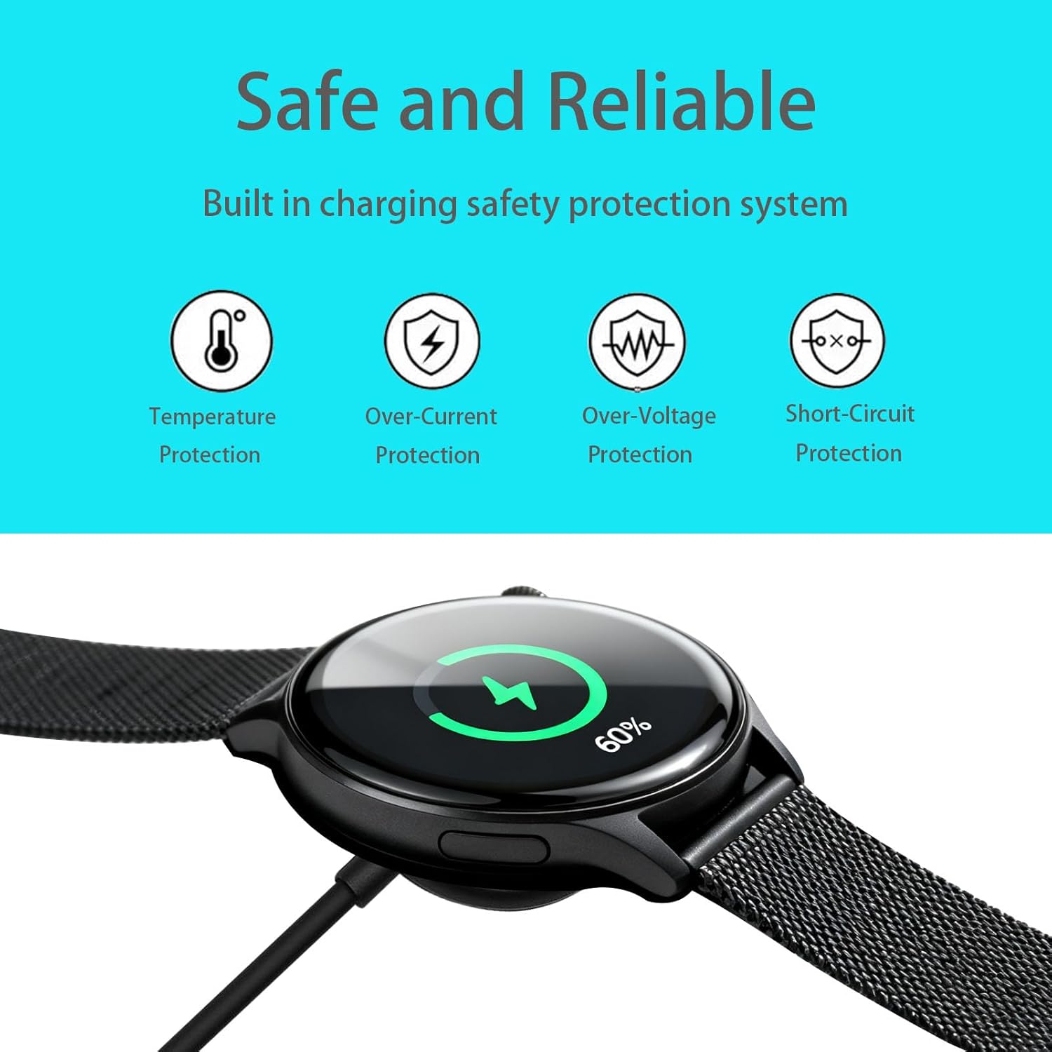 Compatible with Google Pixel Watch 3/Pixel Watch2 Chargers, 2 USB-A Type-C Ports,3.3 feet/100 Smart Watch Charging Cable Adapter, Accessories for Fitbit Ace LTE/Versa 3/Versa4 (2, Black White) - Image 4
