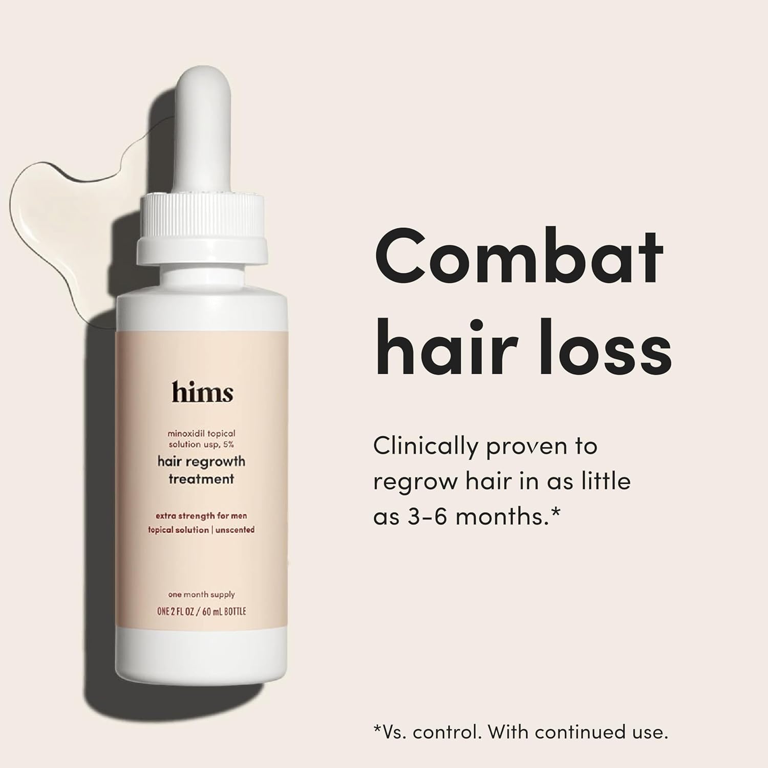 hims Hair Regrowth Treatment - Topical Minoxidil 5% Solution for Men - Extra Strength - Supports Thicker, Fuller Hair - Non-Greasy - Unscented, 2 Pack - Image 2