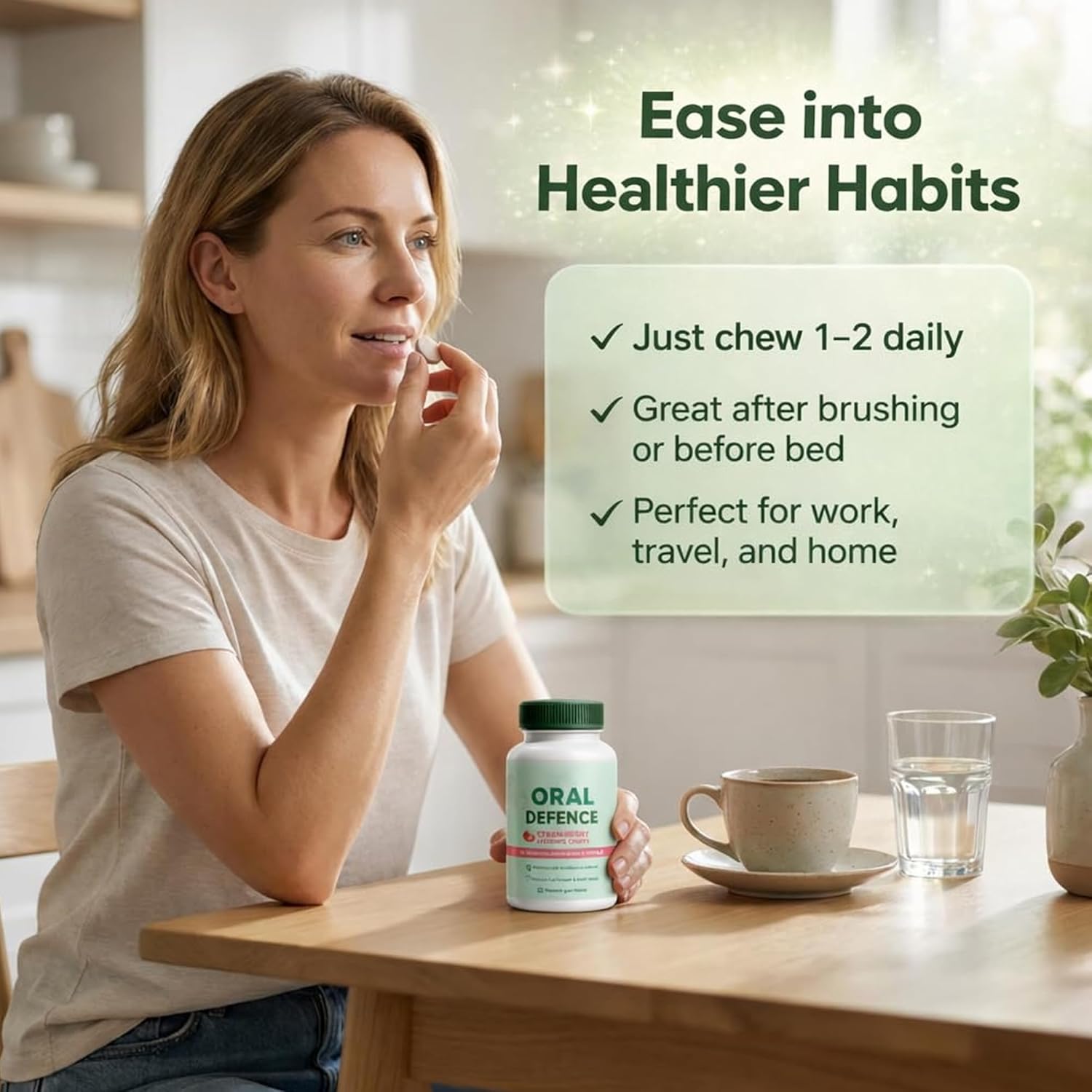 Oral Defence, Oral Probiotics for Bad Breath, Microbiome Balance, Gum Health & Daily Hygiene Support, 60 Chewable Capsules(1) - Image 4