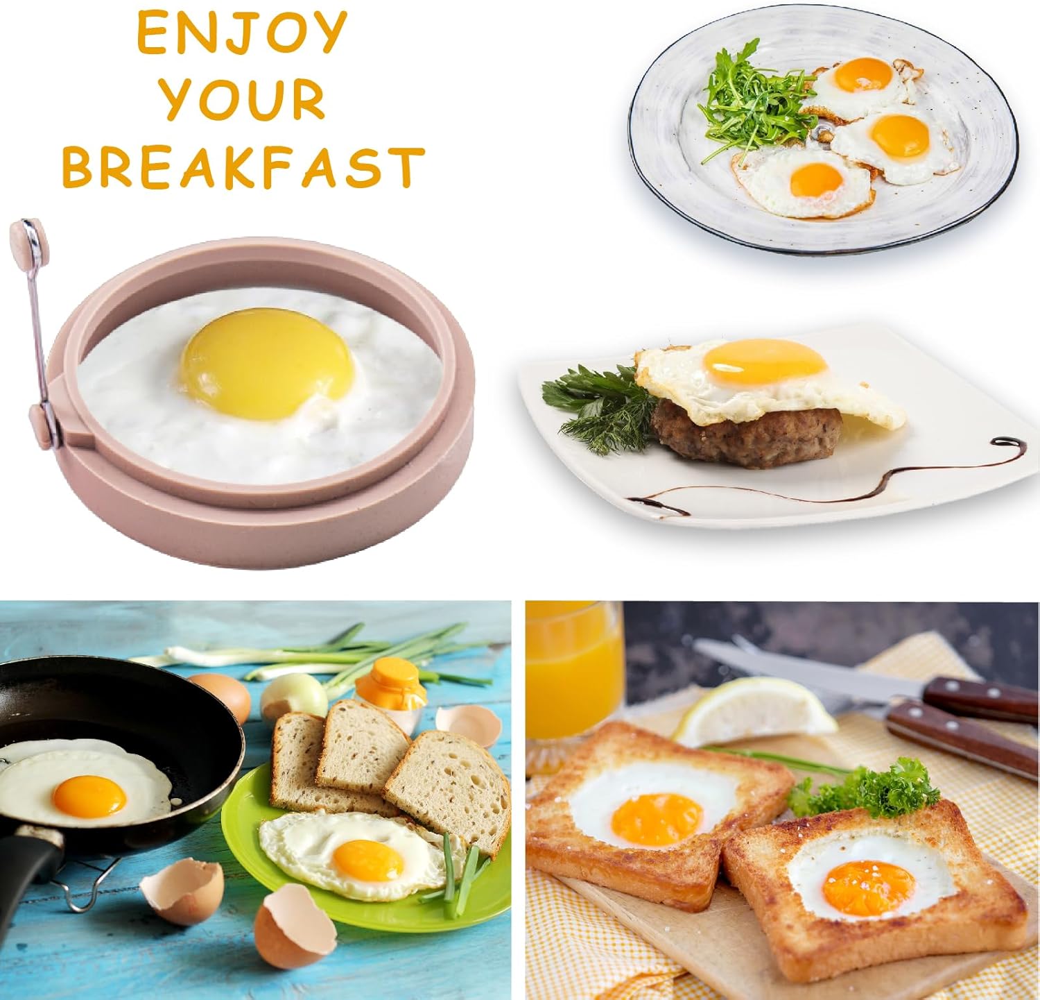 4-Pack Nordic Silicone Egg Rings, Non-Stick Egg Mold - 4 Inch, Colorful - Image 4