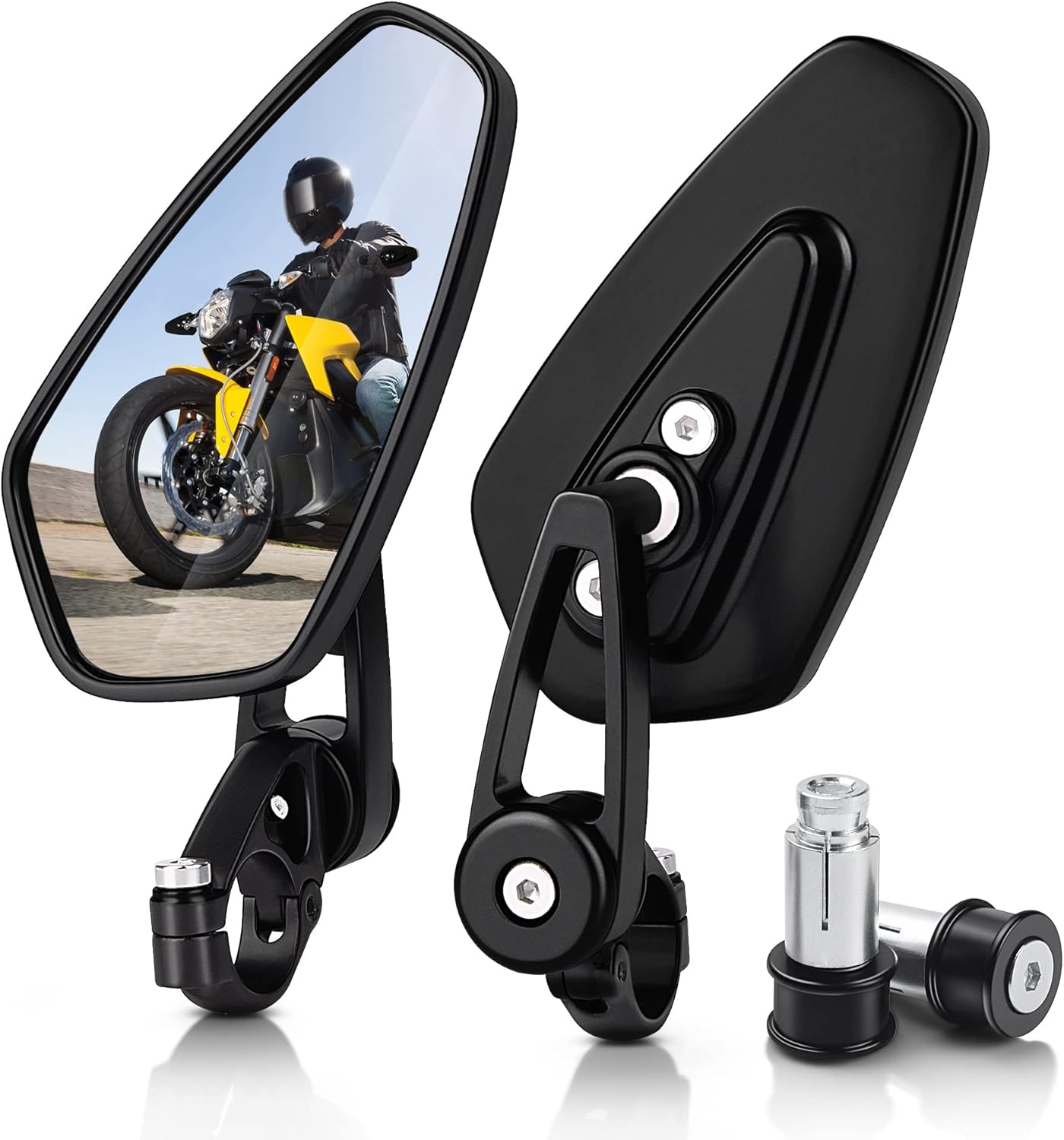 MICTUNING Motorcycle Mirrors - 7/8" (22mm) Bar End Rear View Mirrors Compatible with Most Honda Grom, Yamaha, Kawasaki, Ducati, Suzuki and More
