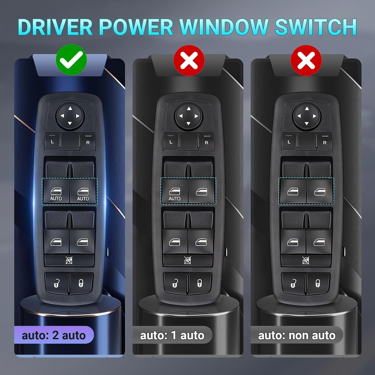 Power Master Window Switch Driver Side Control Button Compatible with 2015-2017 Chrysler 200, 2011-2020 Chrysler 300, 2011-2019 Dodge Charger, 16-2022 Ram 1500 2500 3500, 2011-2021 Jeep Grand Cherokee - Image 3