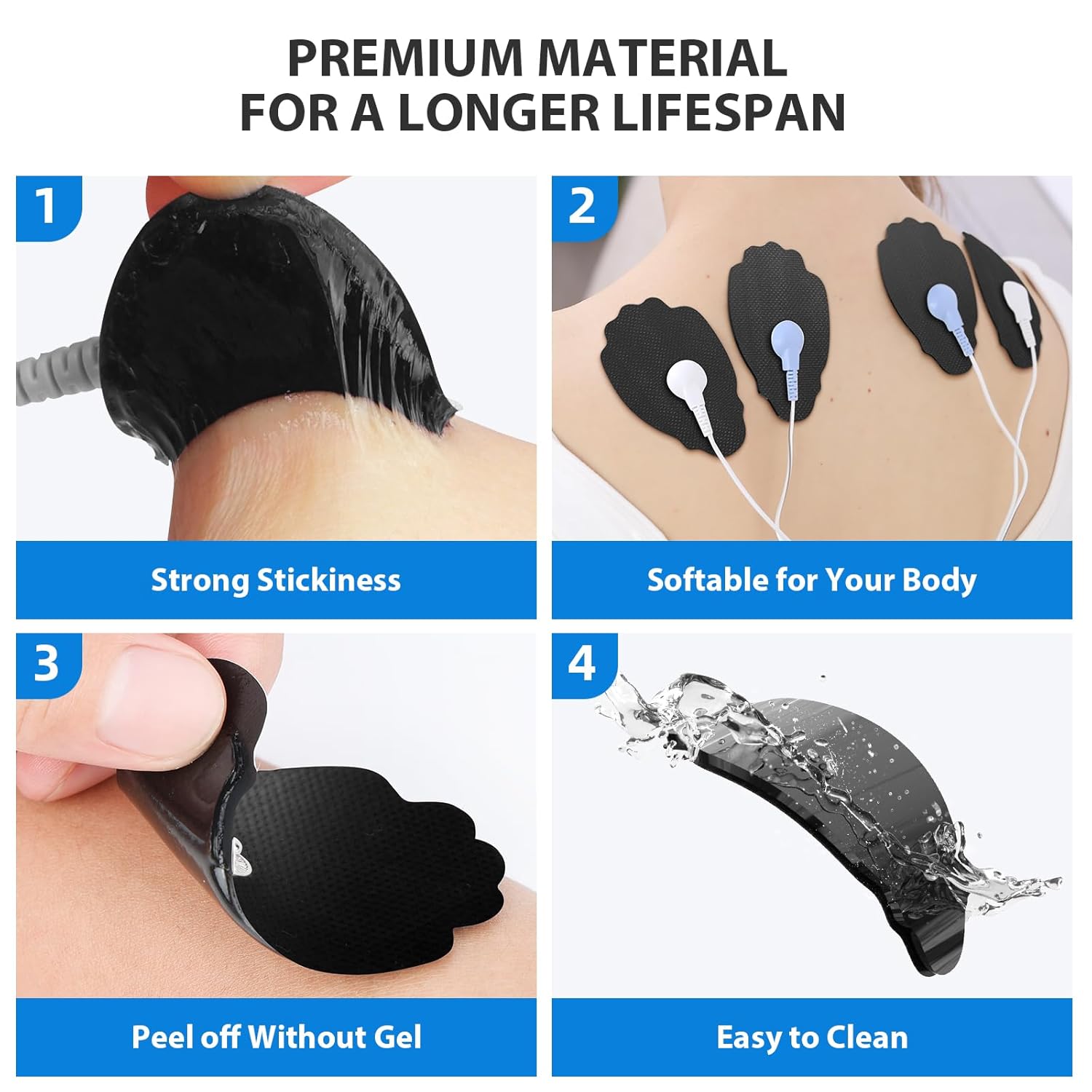 TENS Unit Electrode Pads NURSAL 20 Pack 3.5mm Snap EMS Replacement Pads for Electrotherapy Reuse More Than 30 Times, Compatible with MEDVICE,Belifu TENS Machine - Image 6