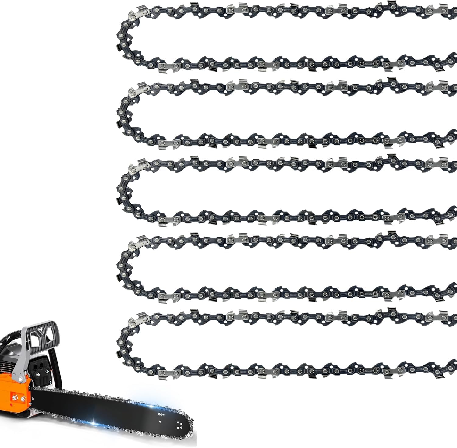 5 Pack 10 Inch Chainsaw Chain 3/8" LP Pitch .050" Gauge 40 Drive Links Replacement for Echo CS-271 CS280, Worx WG309, Sunjoe SWJ807E, Remington RM1035P, Craftsman S40