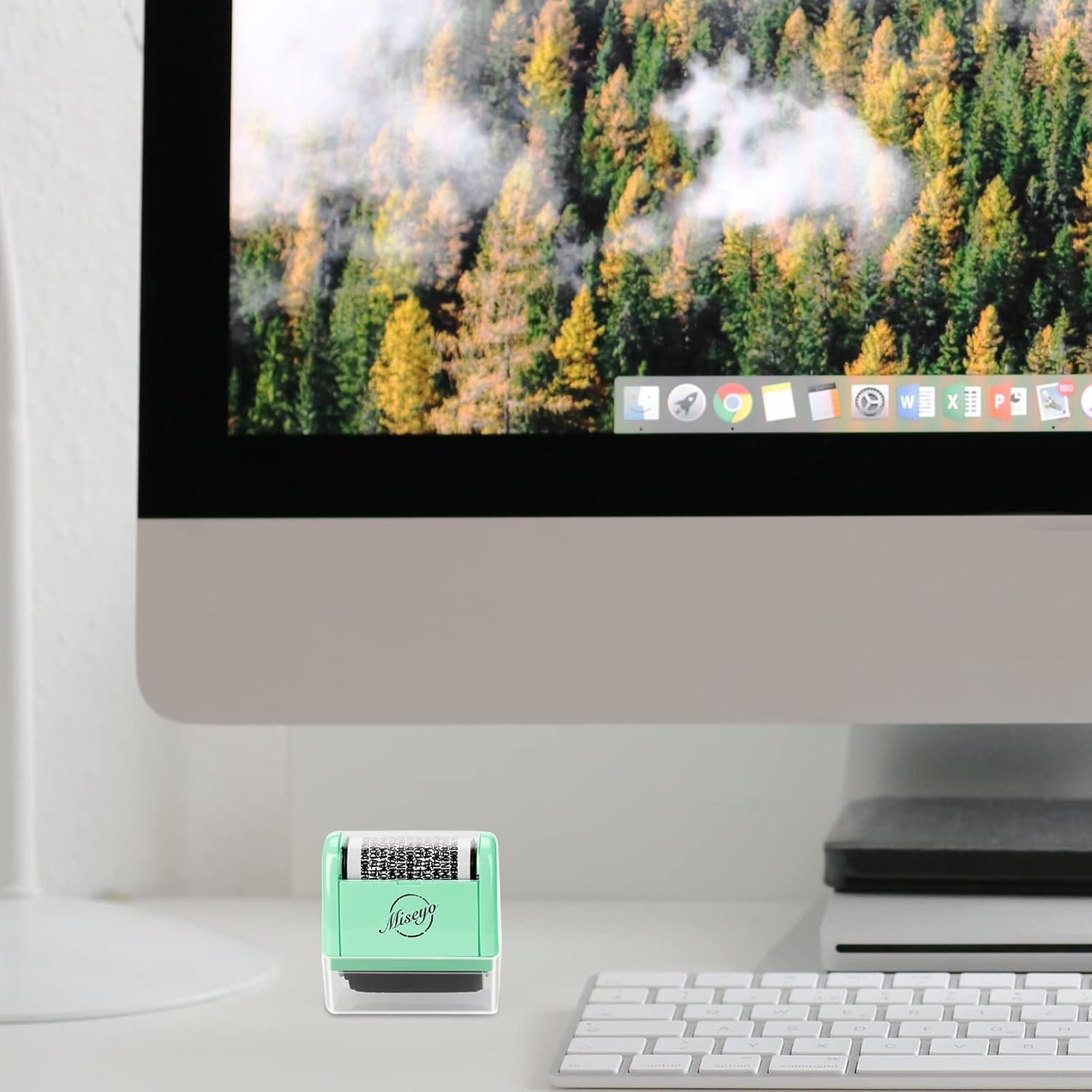 Miseyo Wide Identity Theft Protection Roller Stamp Set - Mint Green (3 Refill Ink Included) - Image 6