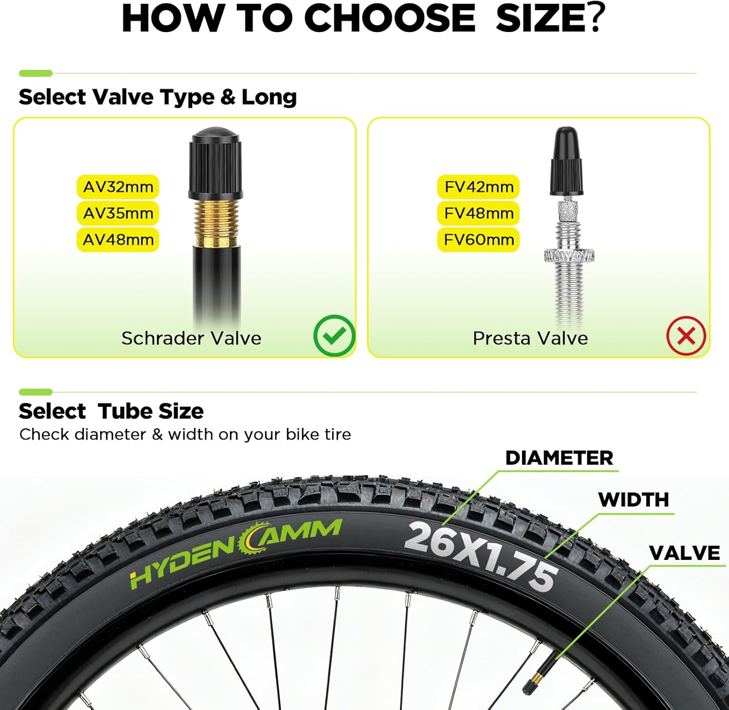 2 Pack 26x1.75/2.125 Bike Tire Tube, 26x1.75 26x1.95 26x2.10 26x2.125 with 48mm Schrader Valve, Butyl Bike Tube 26 x 1.95 with 2PCS Levers, for MTB and Cruisers, City Bikes, Road Bikes - Image 2