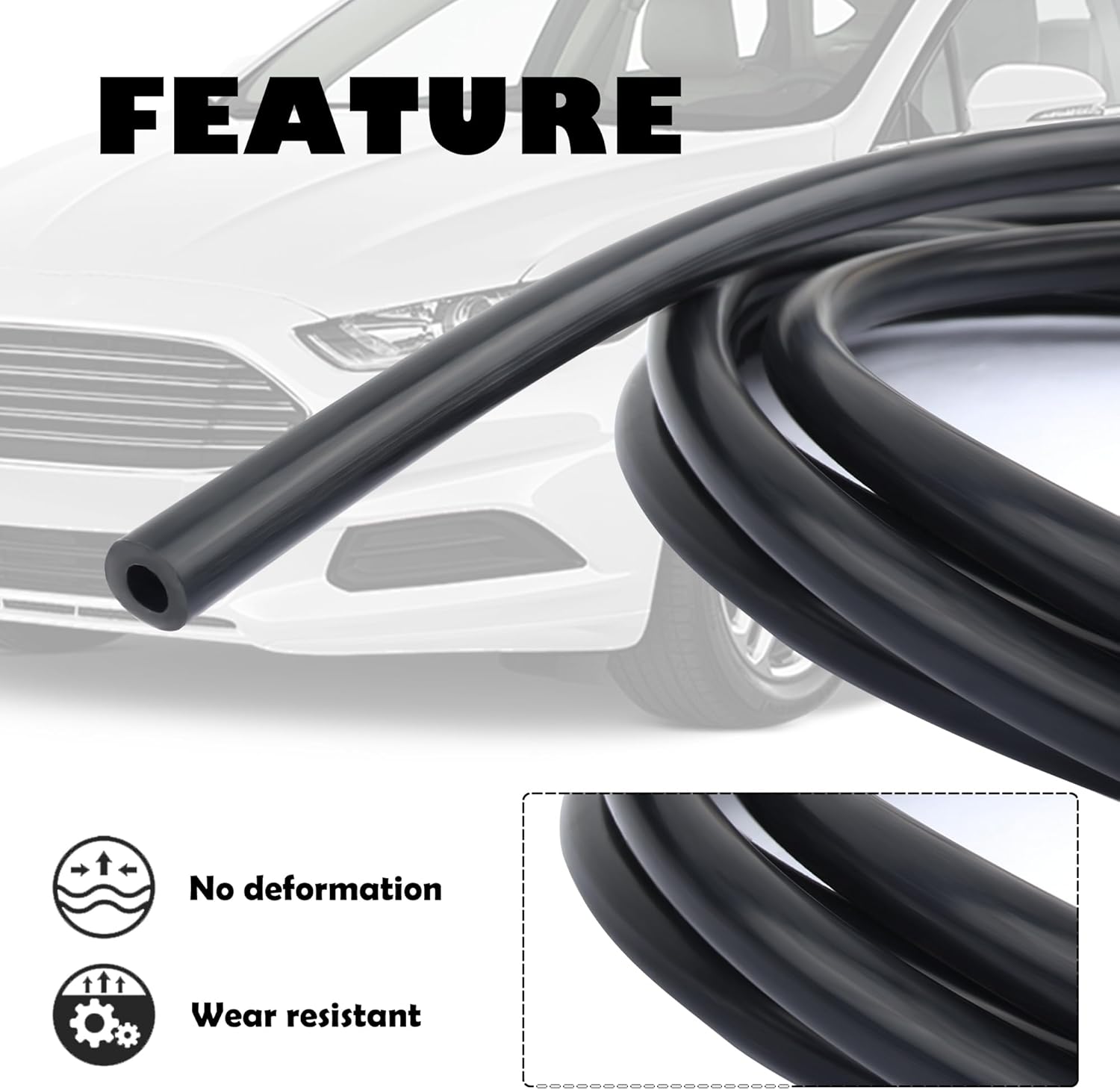 10Ft Vacuum Hose Automotive,ID 5/32 Inch (4mm) Silicone Vacuum Hose for Transporting Air and Water,Universal Vacuum Lines Automotive Accessories for Car Truck SUV - Image 3