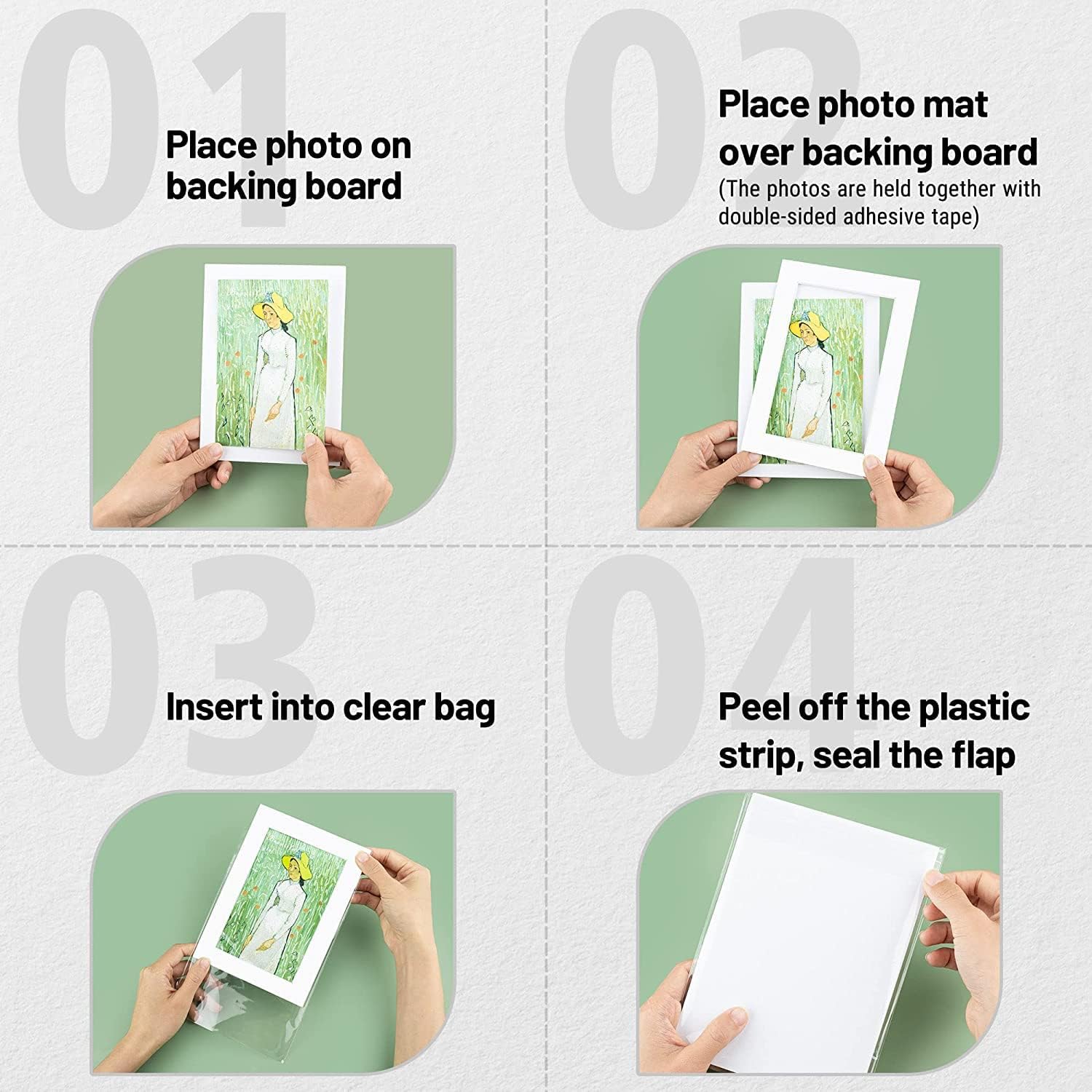 Golden State Art, 50 Pack Clear Bags for 11x14 Mats, Pictures, Acid-Free, 11 1/4" x 14 1/8" - Image 6