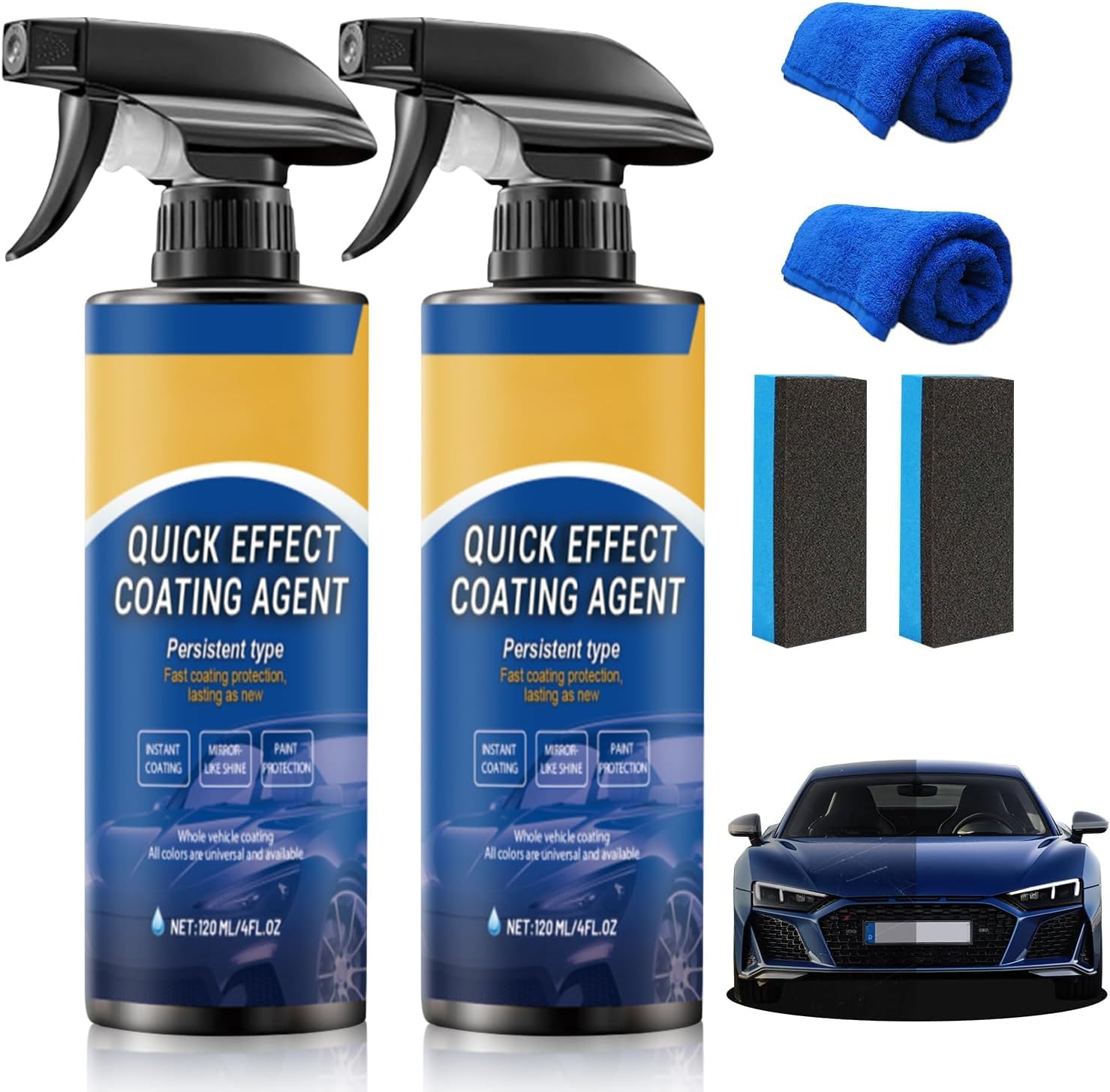 2PCS Car Coating Spray,Quick Effect Coating Agent for Car Coating Spray,Quick Effect Coatings Agent,Waterless Wash Polish,Paint Protection Glass Cleaner