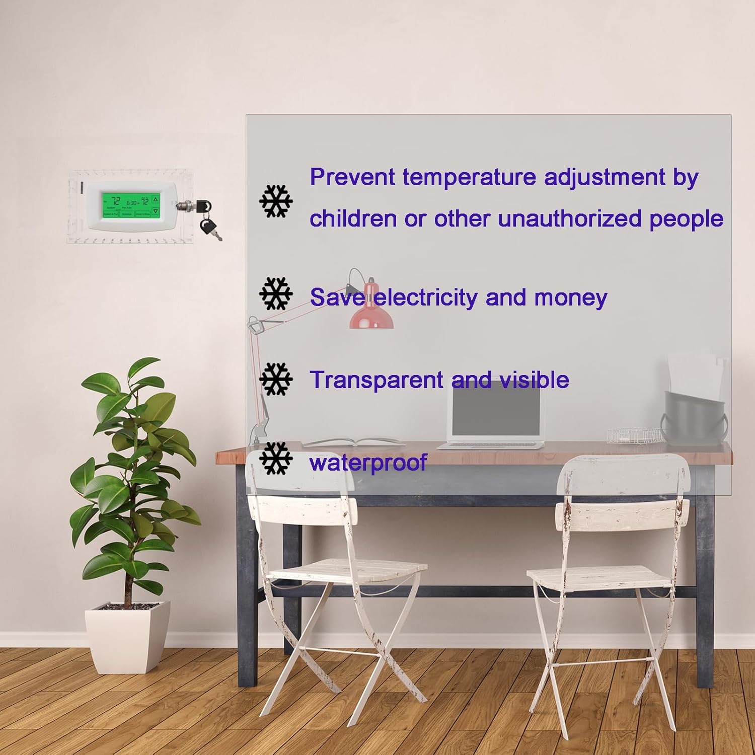 Thermostat Lock Box with Key Thermostat Lock Box Large Thermostat Cover with Lock Universal Clear Thermostat Guard for Thermostats on Wall Fits 6.3''*4.72''*2.2'' or Smaller - Image 6