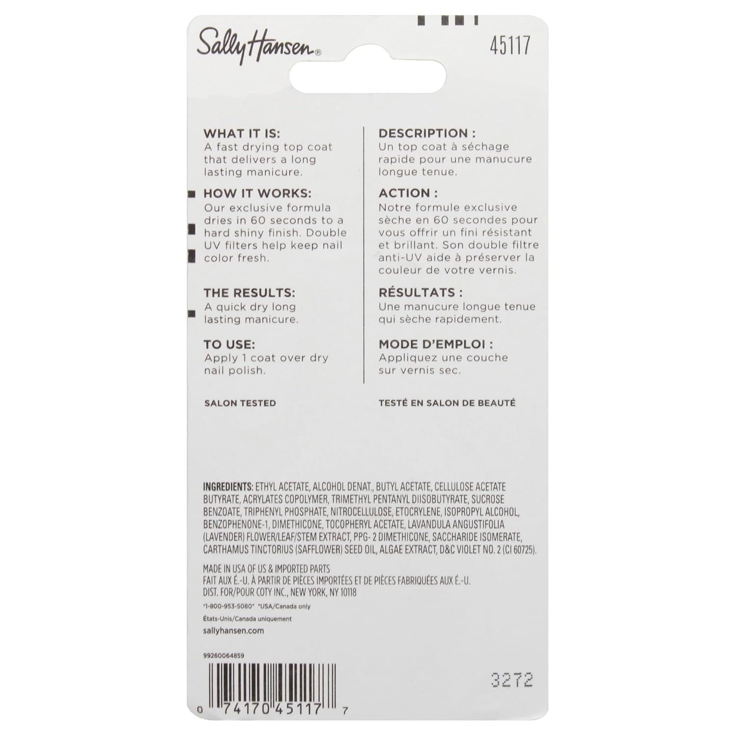 Sally Hansen Insta-Dri®, Clear Top Coat, Quick Dry, Long Lasting, Streak-Free Shine, Clear Nail Polish - Image 8
