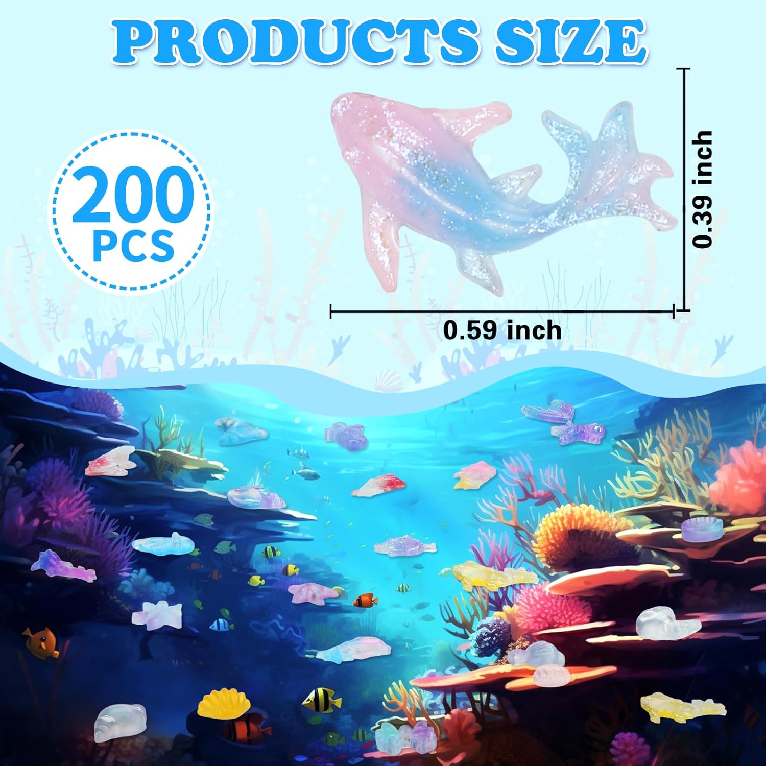 200 Pcs Mini Resin Ocean Animals, Tiny Sea Animal Variety Figurines to Hide Miniature Plastic Fish Aquarium Decorations for DIY Crafts Fairy Garden Dollhouse Micro Landscaping Fish Tank - Image 3