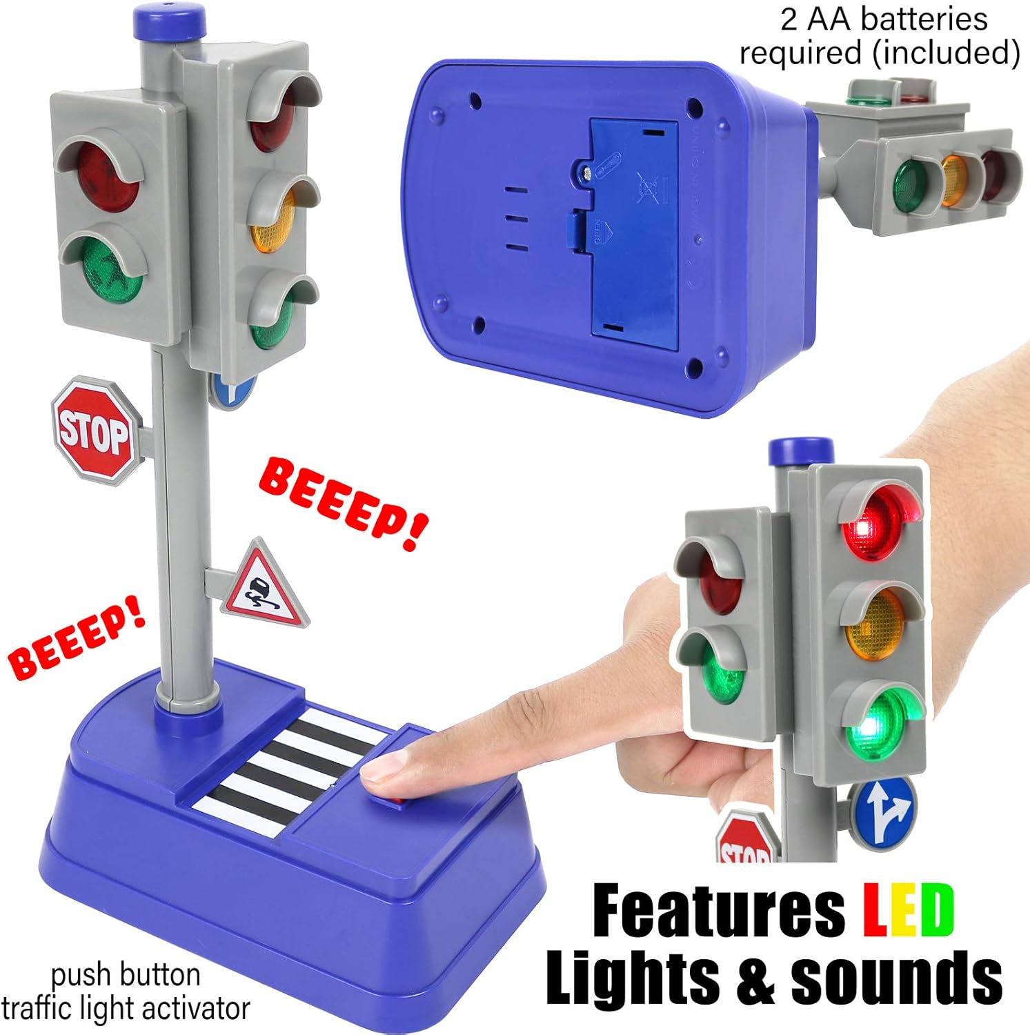 Kiddie Play Traffic Signs and Crosswalk Light Signal Toys for Kids (12pcs) - Image 2
