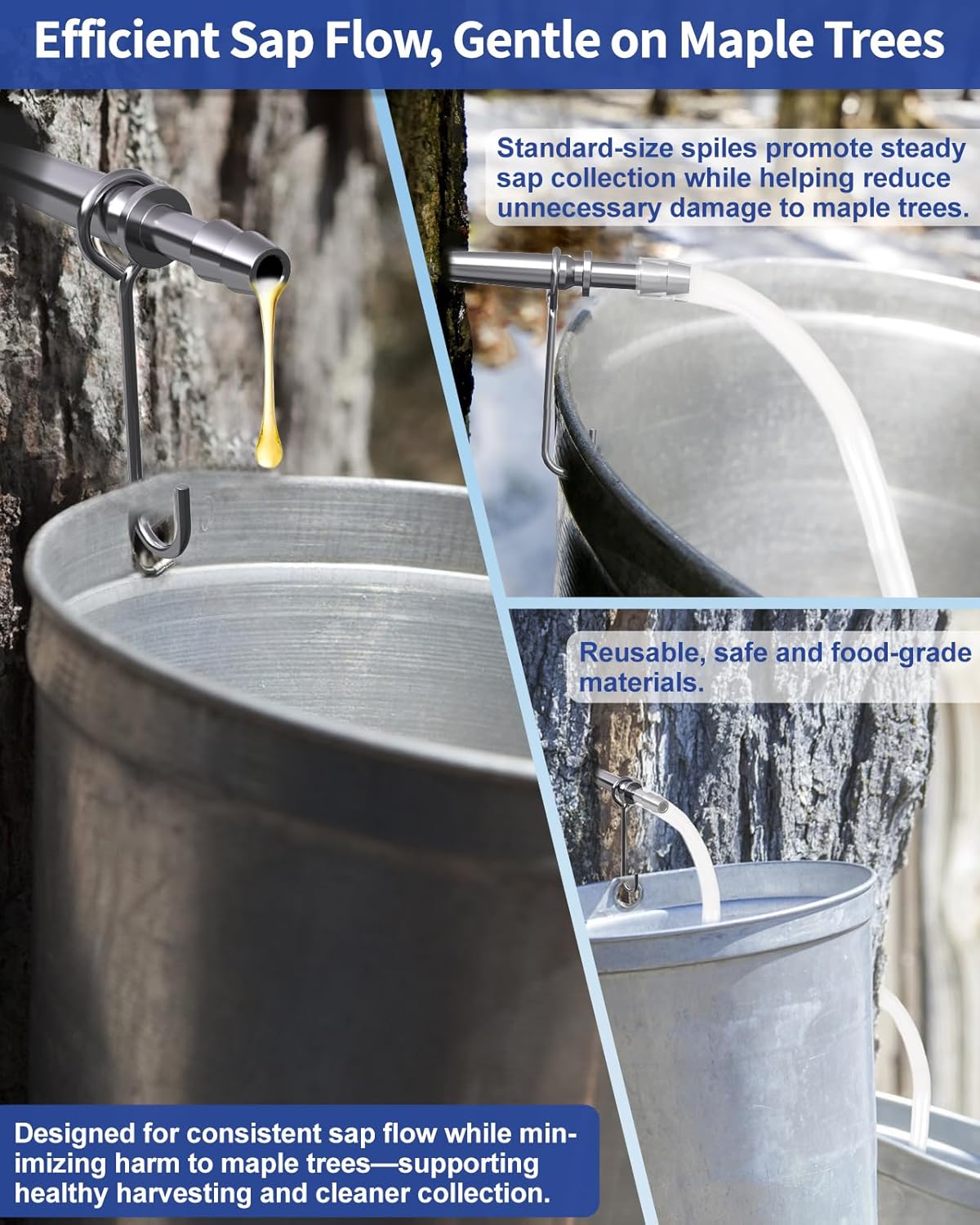 42Pcs Maple Syrup Tapping Kit, Maple Tree Tapping Kit with 12 Metal Maple Syrup Spiles, 12 Maple Syrup Tubes, 12 Hooks, 3 Maple Sap Filters, Tree Tapping Kit for Maple Syrup Making Equipment - Image 4