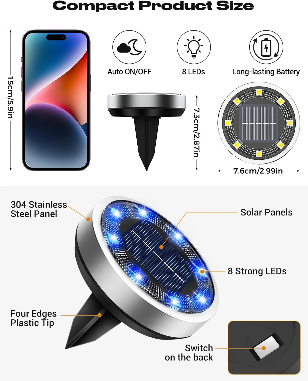 btfarm 16 Pack Solar Lights Outdoor, 8 LED Solar Ground Lights IP65 Waterproof Flat Solar Disc Light, Pathway Lights for Garden Patio Yard Christmas Decorations, Red+Blue+Cool White+Warm White - Image 5