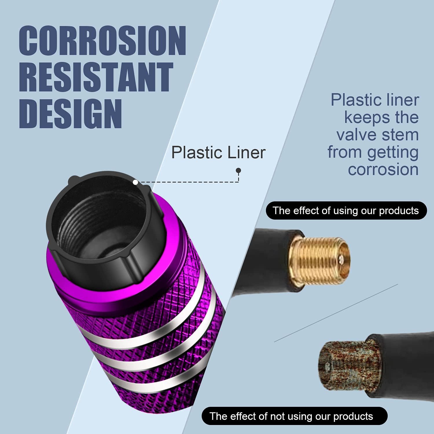 Tire Valve Stem Caps Cover - (5 Pack) Tire Air Caps Metal with Plastic Liner Corrosion Resistant Leak-Proof Dog Paw Print for Car Truck Motorcycle Bike Purple - Image 2