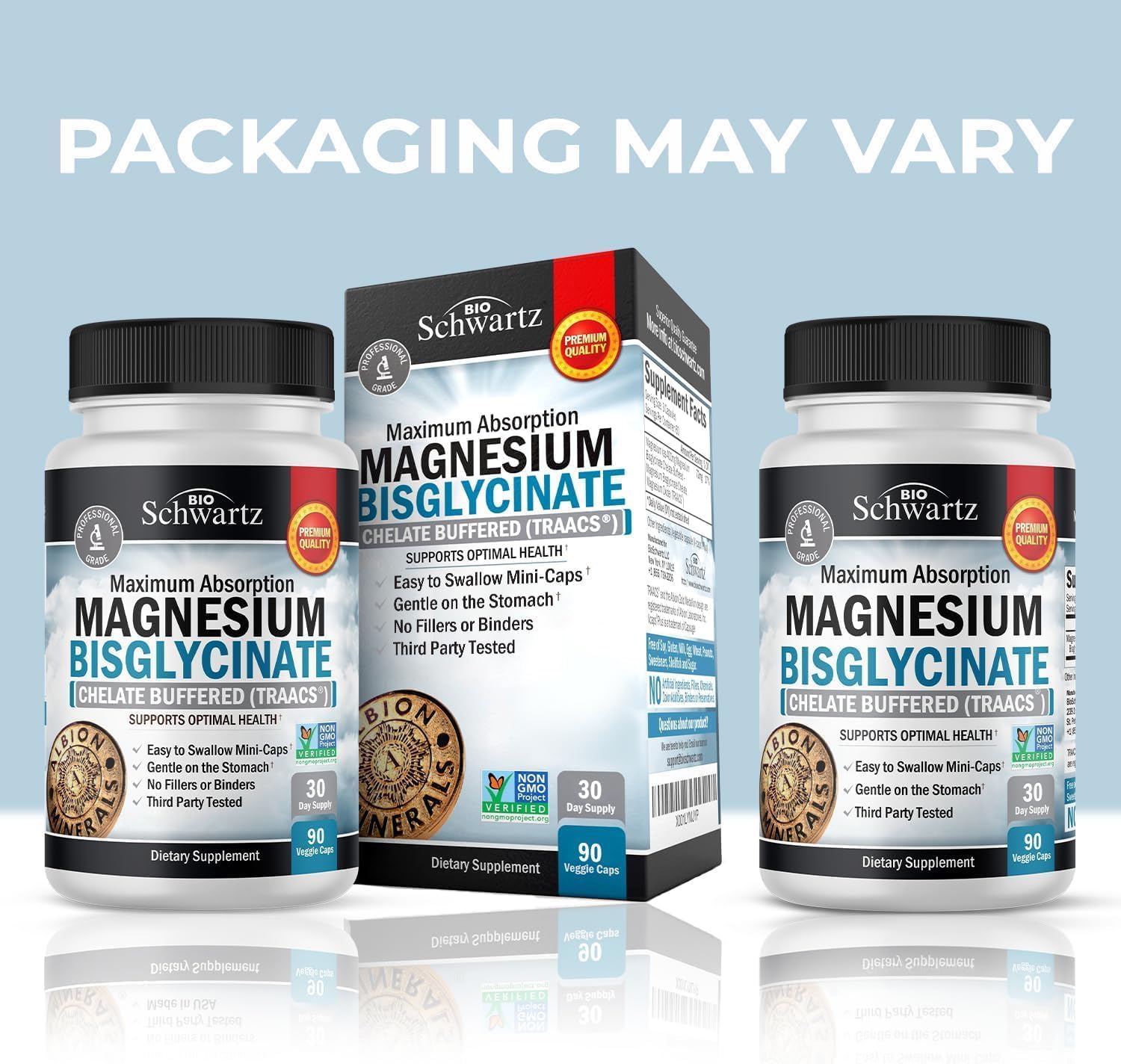 Magnesium Bisglycinate 100% Chelate No-Laxative Effect - Maximum Absorption & Bioavailability, Fully Reacted & Buffered - Healthy Energy Muscle Bone & Joint Support - Non-GMO Project Verified - 90 ct - Image 3