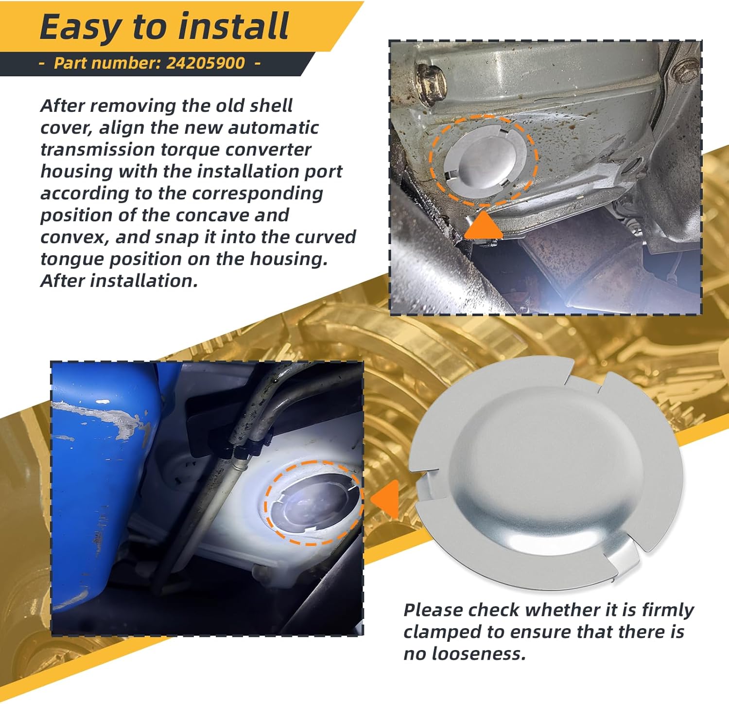 24205900Transmission Bell Housing Inspection Cover (62 mm) Automatic Transmission Torque Converter Housing Plug With 3 Tangs (Tabs) Compatible with Buick Cadillac Chevrolet Hummer Transmission cover - Image 7