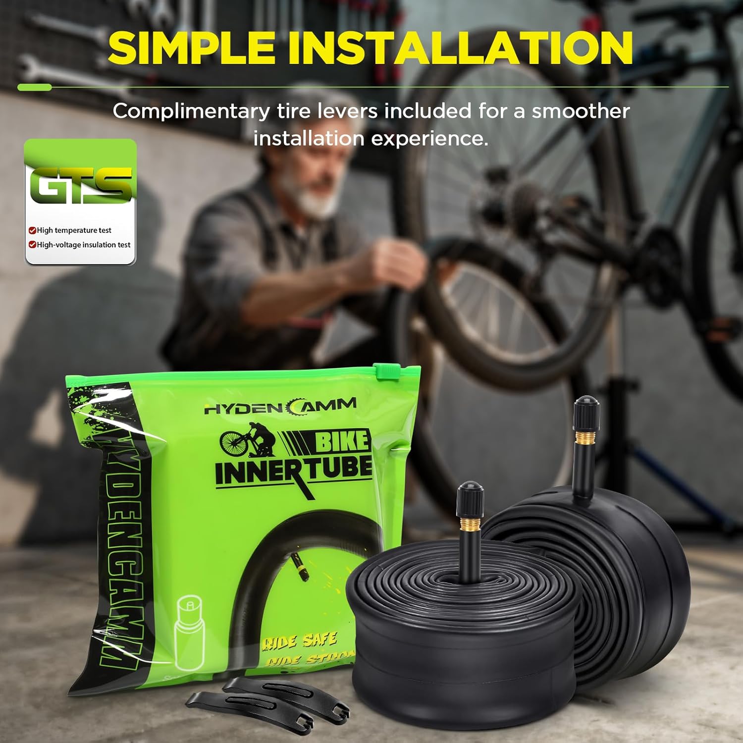 2 Pack 26x1.75/2.125 Bike Tire Tube, 26x1.75 26x1.95 26x2.10 26x2.125 with 48mm Schrader Valve, Butyl Bike Tube 26 x 1.95 with 2PCS Levers, for MTB and Cruisers, City Bikes, Road Bikes - Image 5