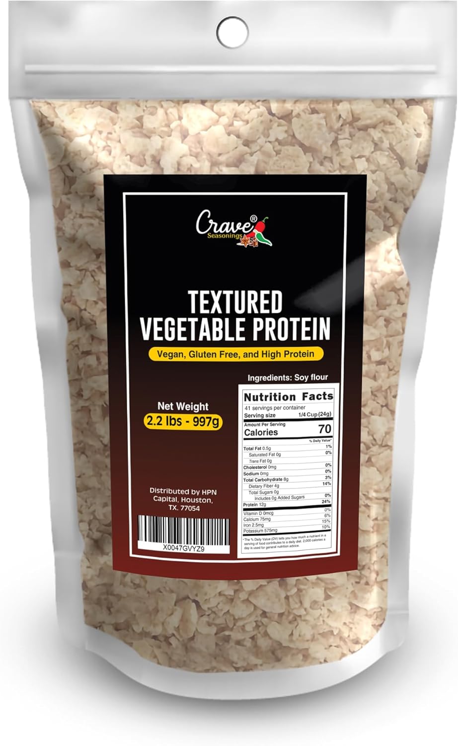Crave Textured Vegetable Protein, 2.2LB Bag, Vegan, Gluten Free, High Protein Chunks, Unflavored - Image 7