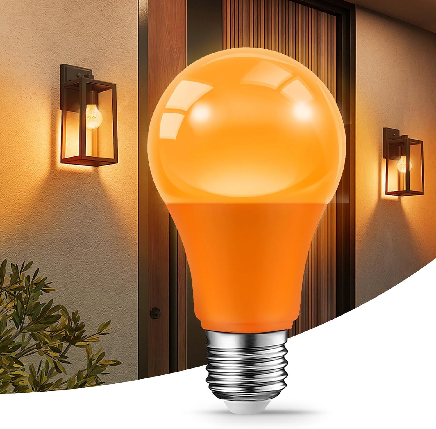 JAHEKS Orange Light Bulbs for Outdoor Porch, 9W(60W Equivalent) E26 Base LED Orange Bulb for Halloween Christmas Wedding,Party,Bar,Holiday Lighting,Home Decor, 2-Pack - Image 6