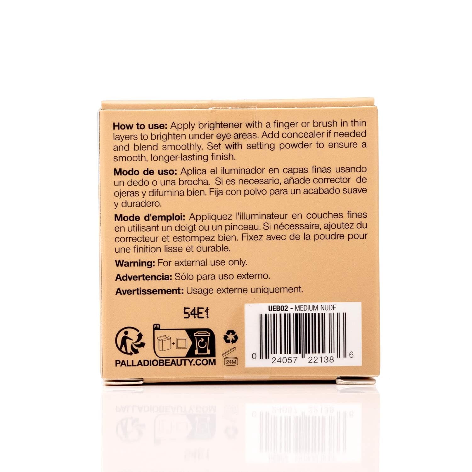 Palladio Under Eye Brightener, Conceal, Brightens, Reduces Appearance of Dark Circles, With Caffeine Peptides & Vitamin E, Tired Skin Color Correcting Brightener & Primer (Medium Nude) - Image 8