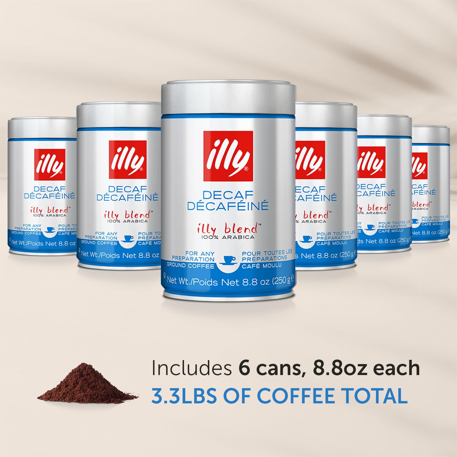 illy Decaf Ground Espresso Coffee, Classico Decaffeinated Medium Roast, 100% Arabica, Premium Italian Coffee, Pre-Ground for Espresso Machines, 8.8oz, 6 Pack - Image 2