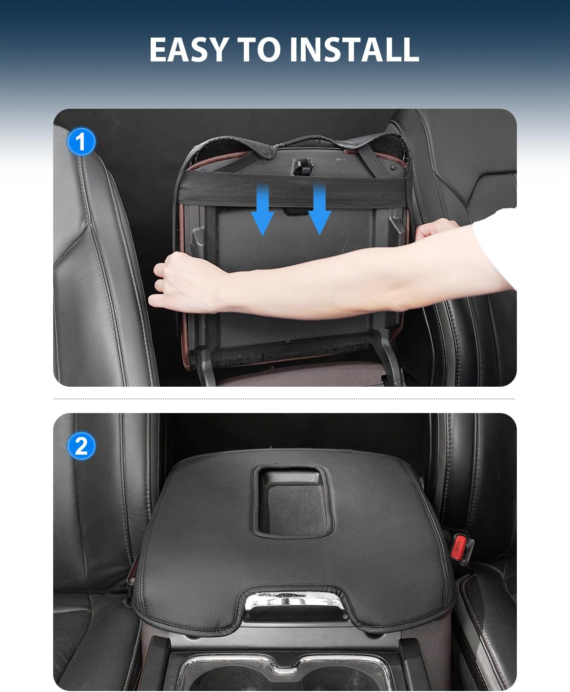 Center Console Armrest Cover for GMC Sierra & Chevrolet Silverado 2014-2018, Tahoe & Yukon & Suburban 2015-2020, Bucket Seat, Car Armrest Protector, Scratchproof, Black - Image 6