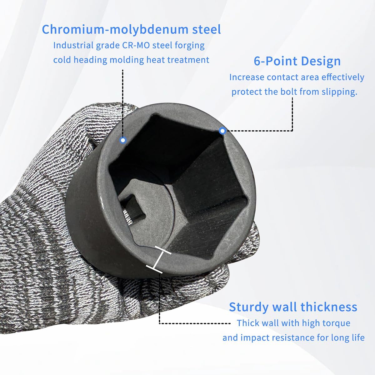 Meccion 1/2 Inch Drive Impact Socket 30mm Metric, 6 Point Cr-Mo Deep Impact Socket, 78mm Length - Image 3