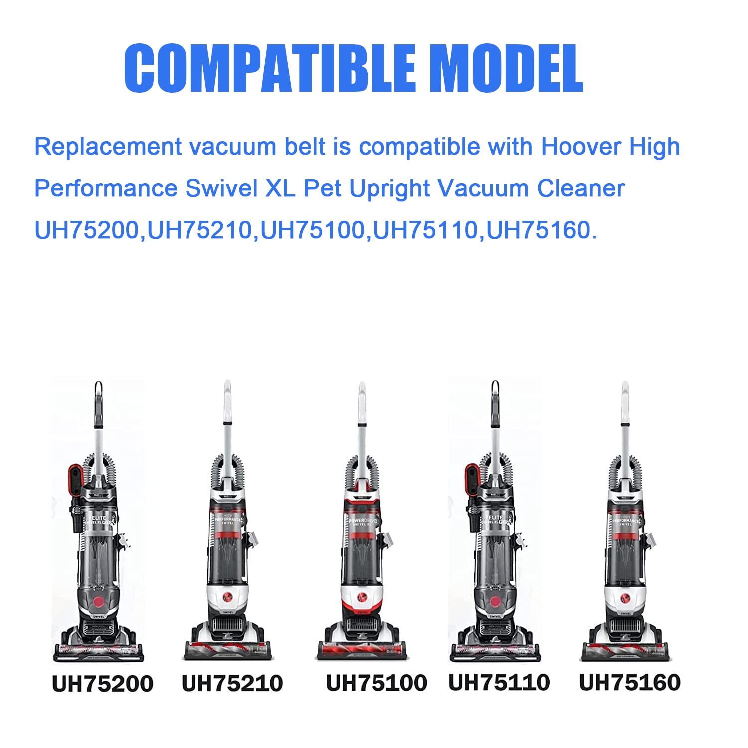 Replacement Vacuum Belts for Hoover UH75200,UH75210,UH75100,UH75110,UH75160 High Performance Swivel XL Pet Upright Vacuum Cleaner-2Pack - Image 2