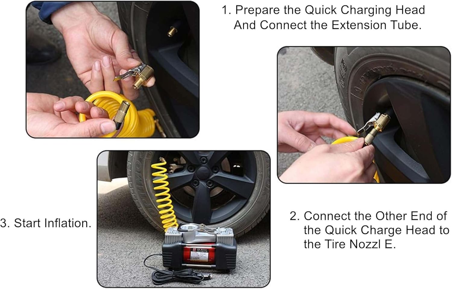 2Pack 8mm Tire Air Chuck with Clip Adapter, No Leakage Tire Chucks for Vehicle Inflator Compressor Pump Connect Accessories Tool, Brass Locking Tire Inflator Nozzle Adapter Connect 8mm - Image 4