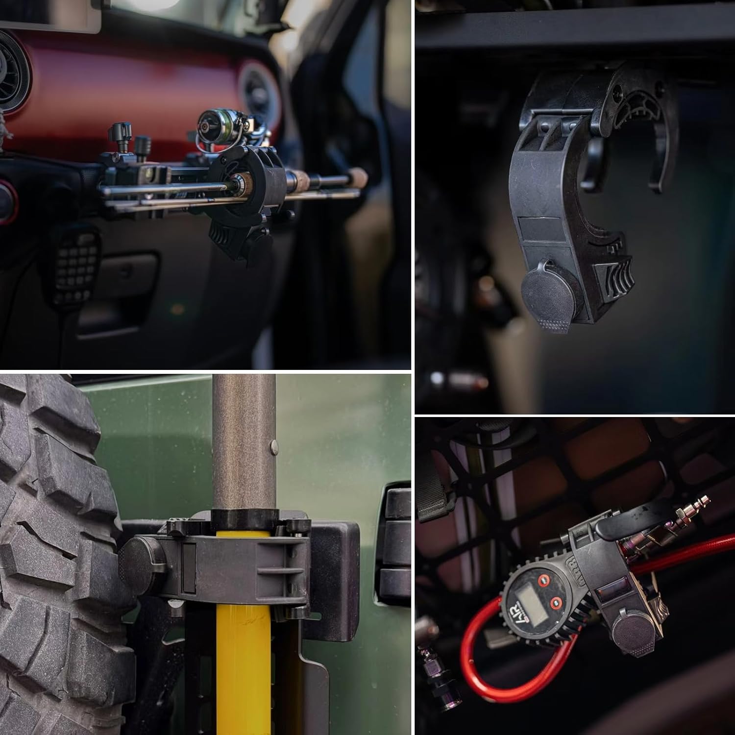 Shovel Holder Rubber Grip Mount Kit with lock Fits 0.79"-1.79" Diameter Tools Handles Quick-Release for Off-road Vehicle Roof Rack Molle Panels SUV Trucks UTV ATV M6 Nut - Image 4
