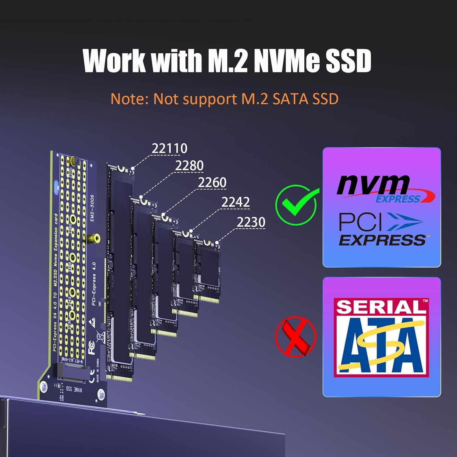 GLOTRENDS PA22110 M.2 NVMe to PCIe 4.0 X4 Adapter for 22110 M.2 NVMe SSD - Image 3