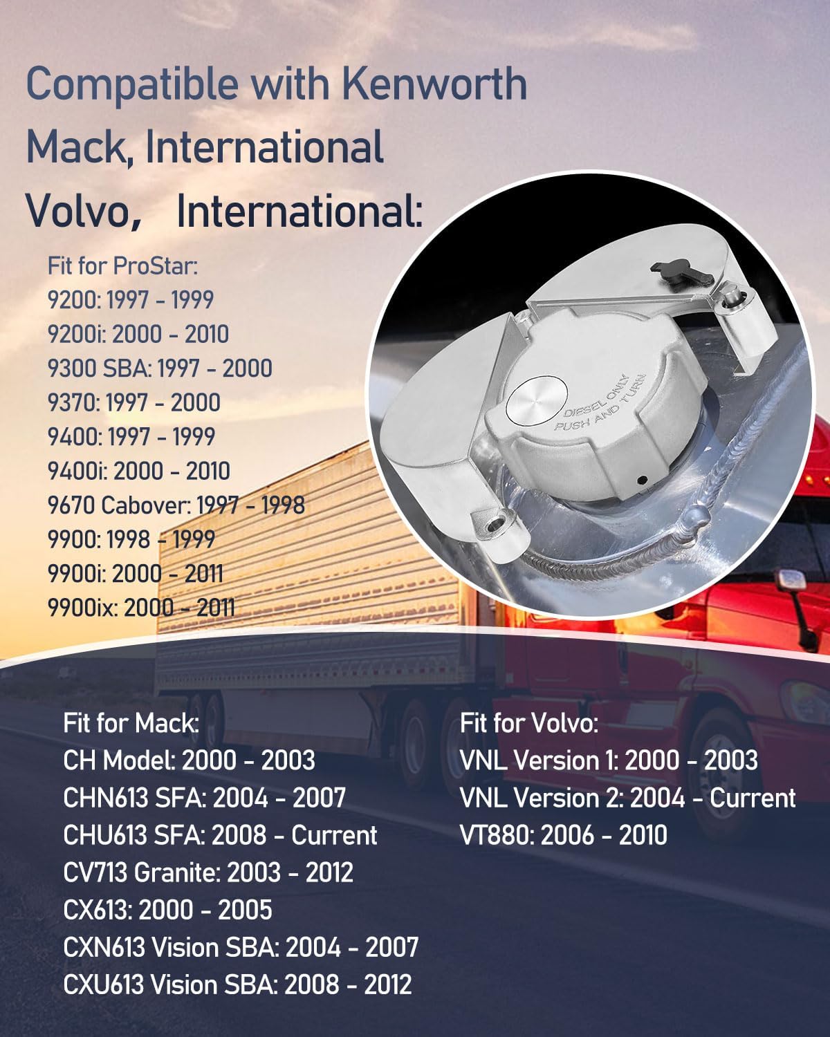 Upgrade Semi Truck Locking Fuel Cap Cover, with Two Keys, Fit for Kenworth, International, Mack, Volvo - Image 5