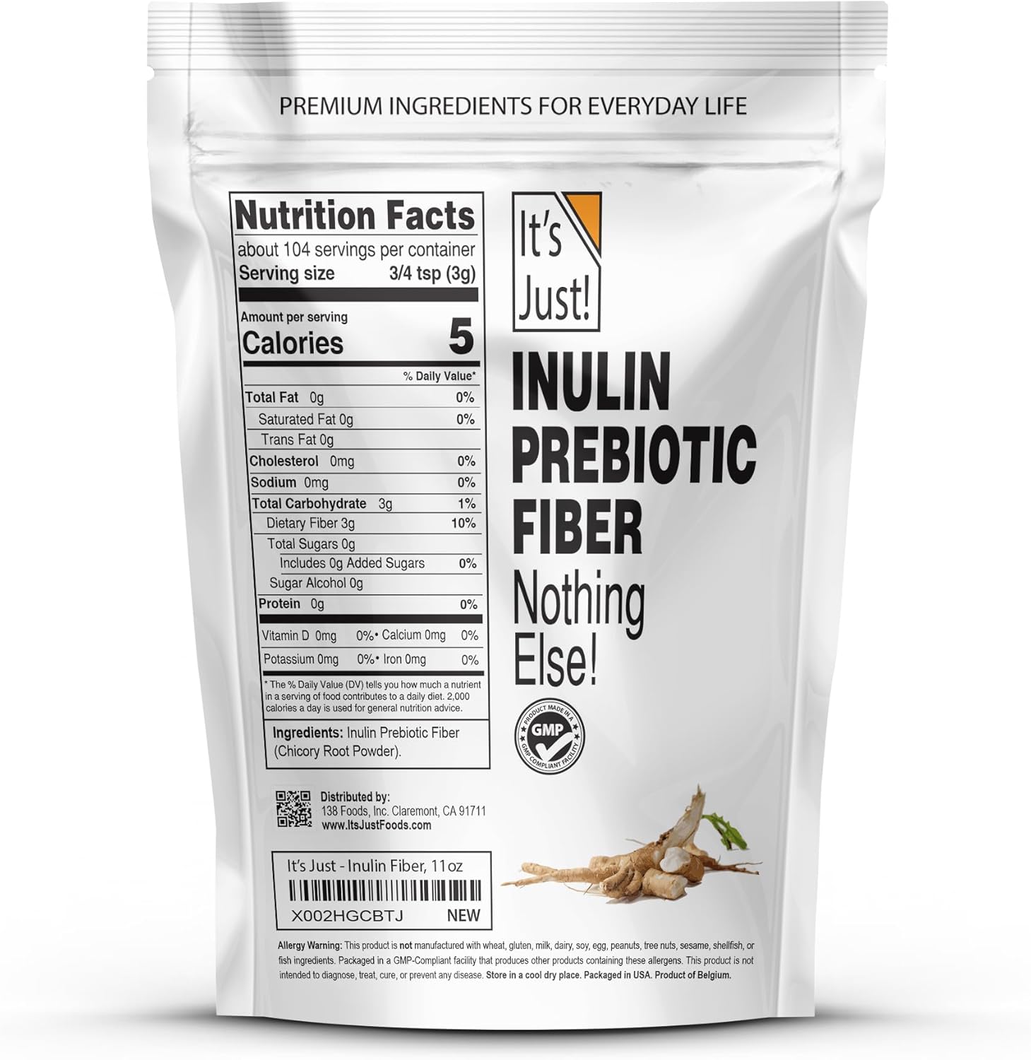 It's Just! - Inulin Prebiotic Fiber, Water Soluble, Chicory Root Powder, Promotes Gut Health, Made in USA, Product of Belgium, Vegan/Keto Friendly - Image 2