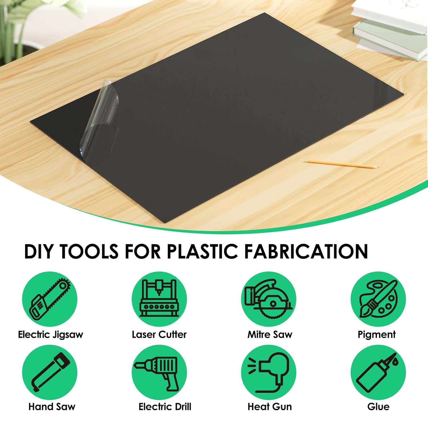 ABS Plastic Sheet 1/8 Inch Thick (3mm) - 12" x 8", Black Waterproof Rigid Thermoplastic Board for Signs, Crafts, DIY Projects (Pack of 1) - Image 4