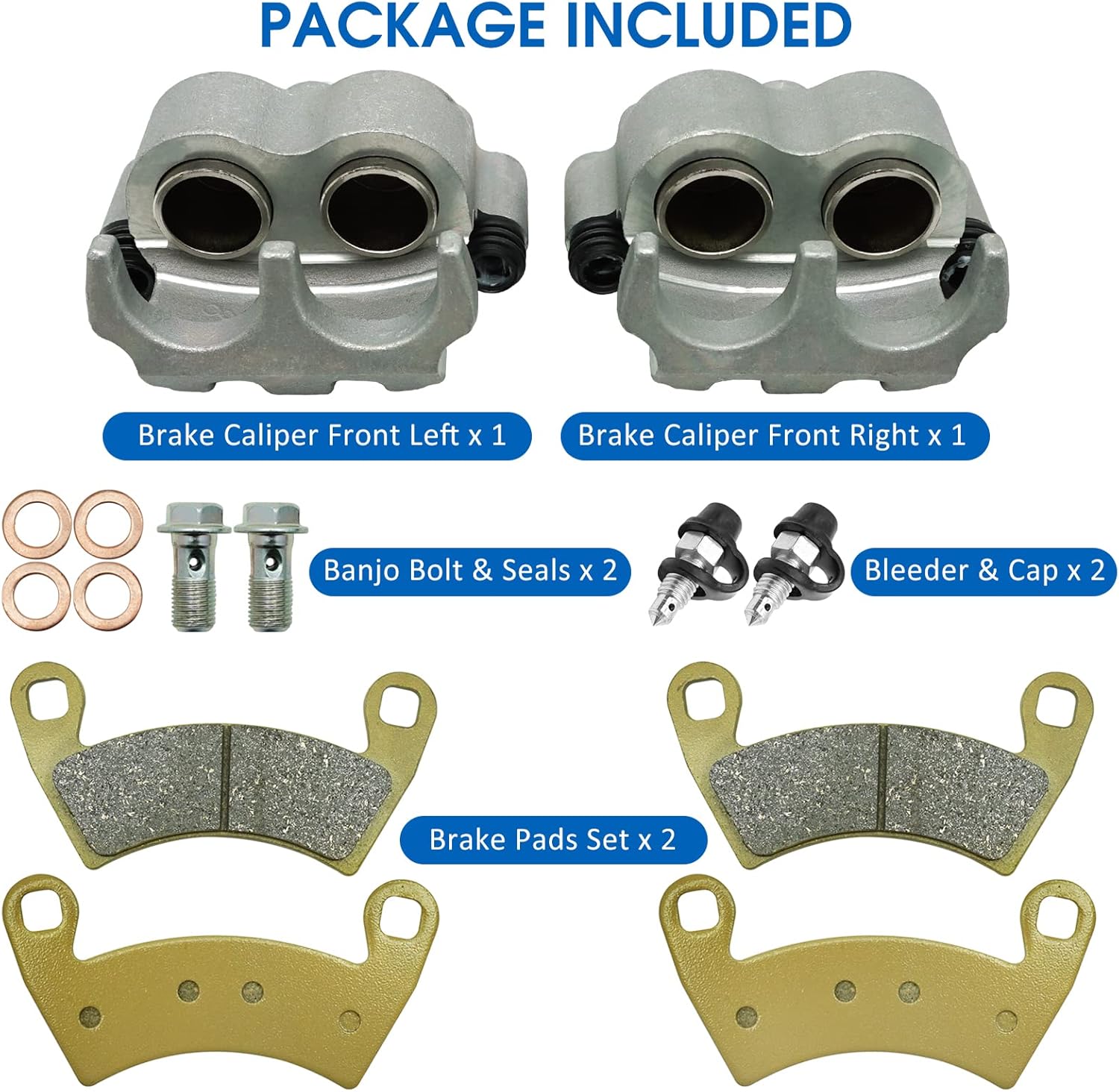 M MATI Rear Left Right Brake Caliper Pads for Polaris RZR 1000 XP, RZR Turbo, RZR RS1, RZR 900 4-Seater 1912141 1912142 1912478 1912479 - Image 6