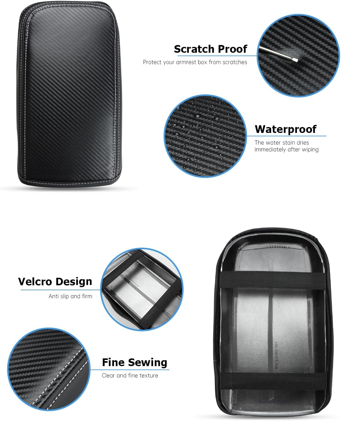 INTGET Carbon Fiber Leather Armrest Cover for 2024-2026 Chevy Trax Console Lid - Image 4
