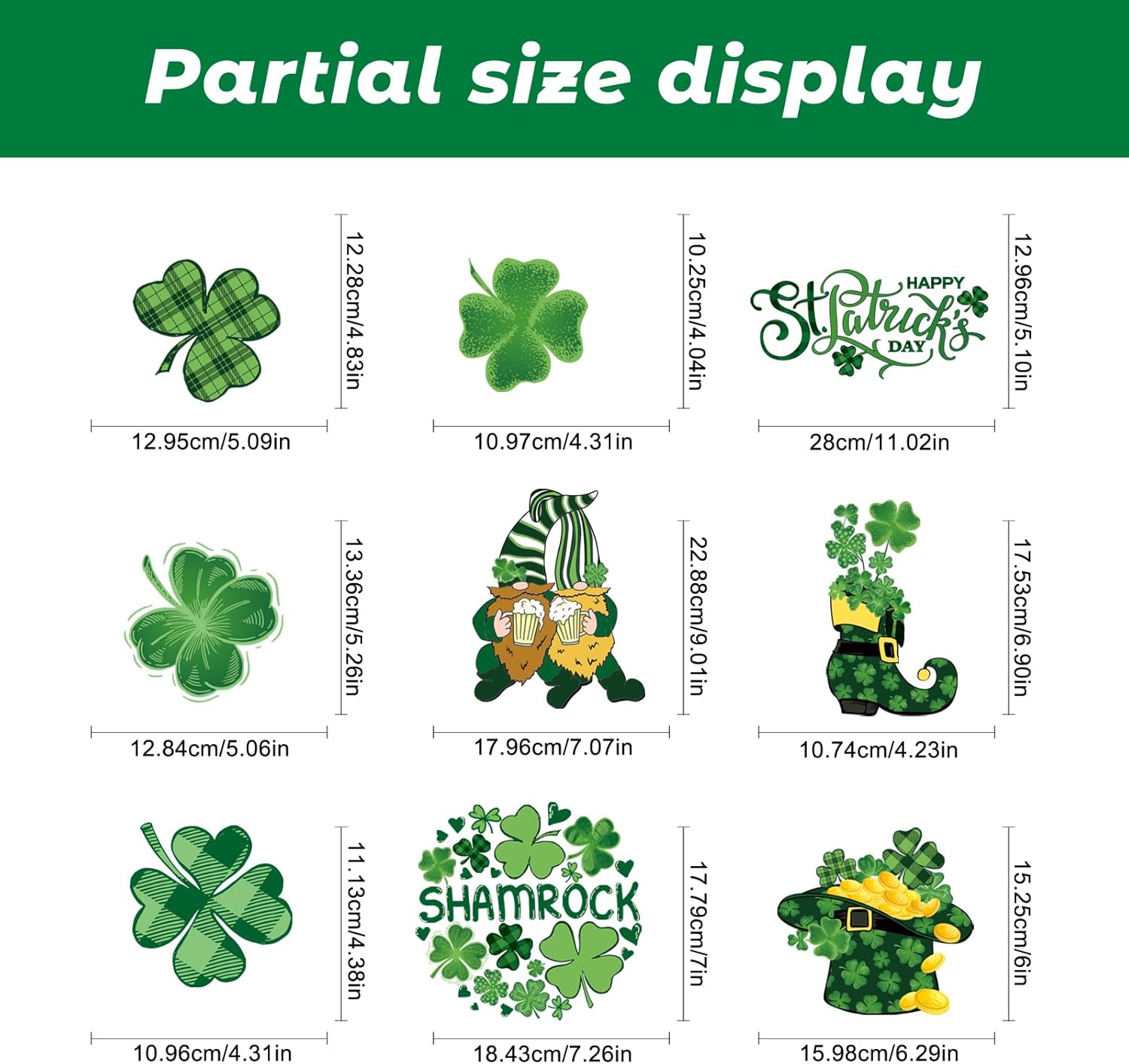St Patricks Day Decorations Window Clings, 9 Sheets St. Patrick's Day Extra Large Window Cling Stickers for Glass, Gnome Shamrock Irish Holiday Clings Decals for Indoor Home Shop Kitchen Office Decor - Image 3