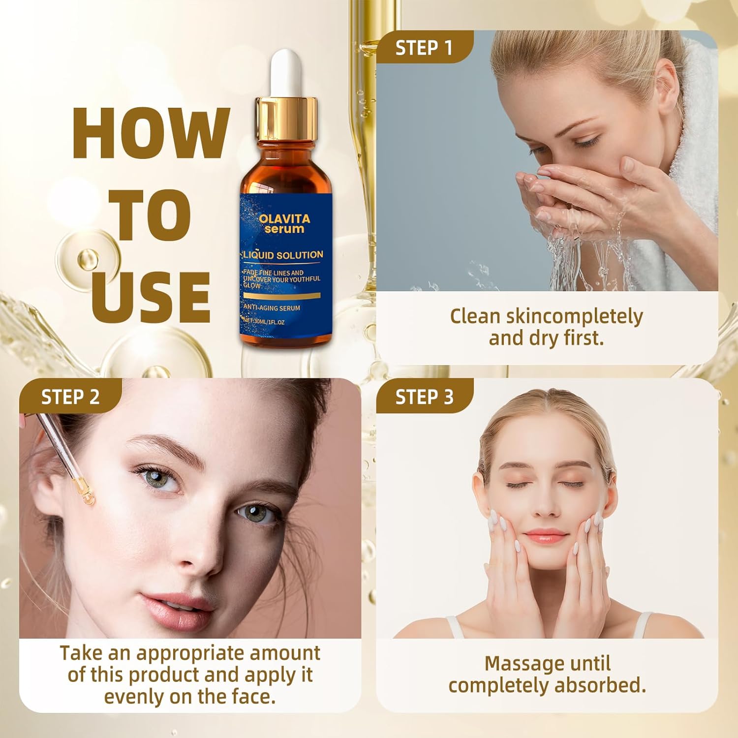 Olavita Liquid Solution Anti Aging Serum, Olavita Serum Facial, Vitamin C & E Serum, Promotes Skin Collagen Production, smoothes wrinkles and fine lines (2PCS) - Image 6