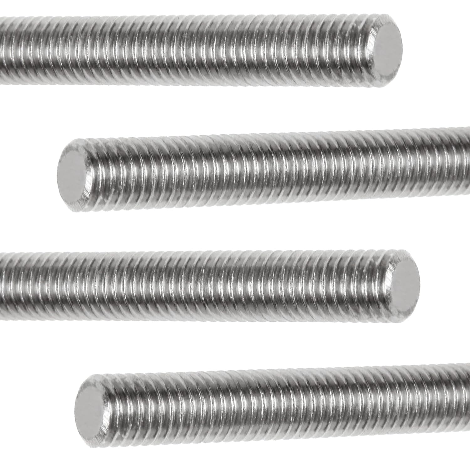 1/4-20 x 12 Fully Threaded Rod, 4PCS 1/4"-20 12 in All Threaded Rods, 304 Stainless Steel, Right Hand 12 inches Long Screw Rods Replacement for Lawn Mower Carburetor Bolt