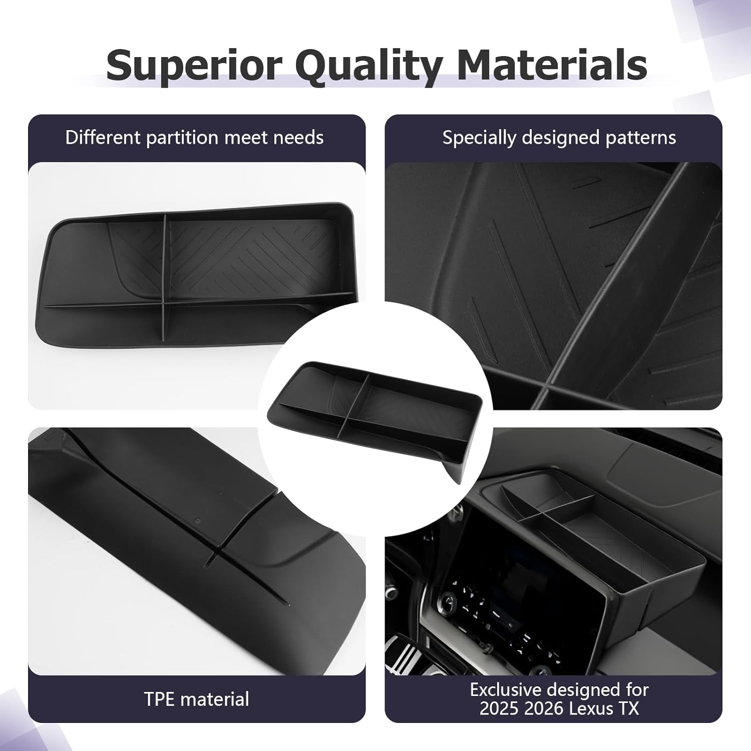 LUWU for 2025 2026 Lexus TX Dashboard Storage Tray 2024 2025 2026 Lexus TX 350/500h/550h+ 14-inch Behind Screen Organizer Center Console Display Box Dash Tray Lexus TX 2026 (Only for 14" Screen) - Image 5