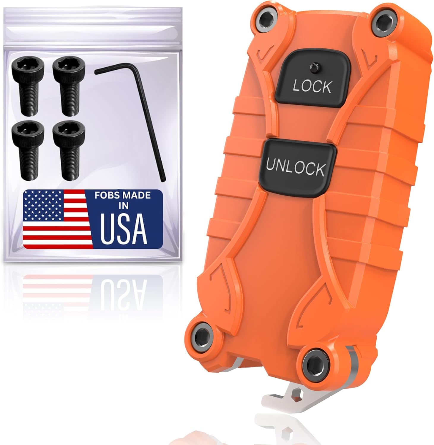 Toyota Key Fob Case Replacement for 4Runner 1992-2009, Tundra 2004-2006, Highlander 2004-2007, Rav4 2004-2005, FJ Cruiser 2007-2008 - (Blaze Orange, 2 Button)
