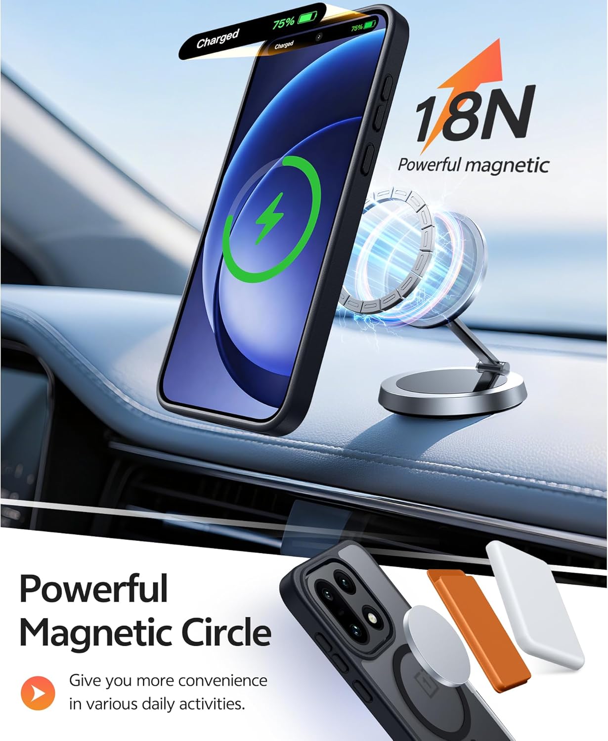 FNTCASE for Oneplus 15 Case: Magnetic Matte Translucent Frosted Slim Shockproof Cell Phone Cover | Durable Screen Protector | Military Grade Protection Drop Proof Protective Cases, 6.78 inches - Image 3